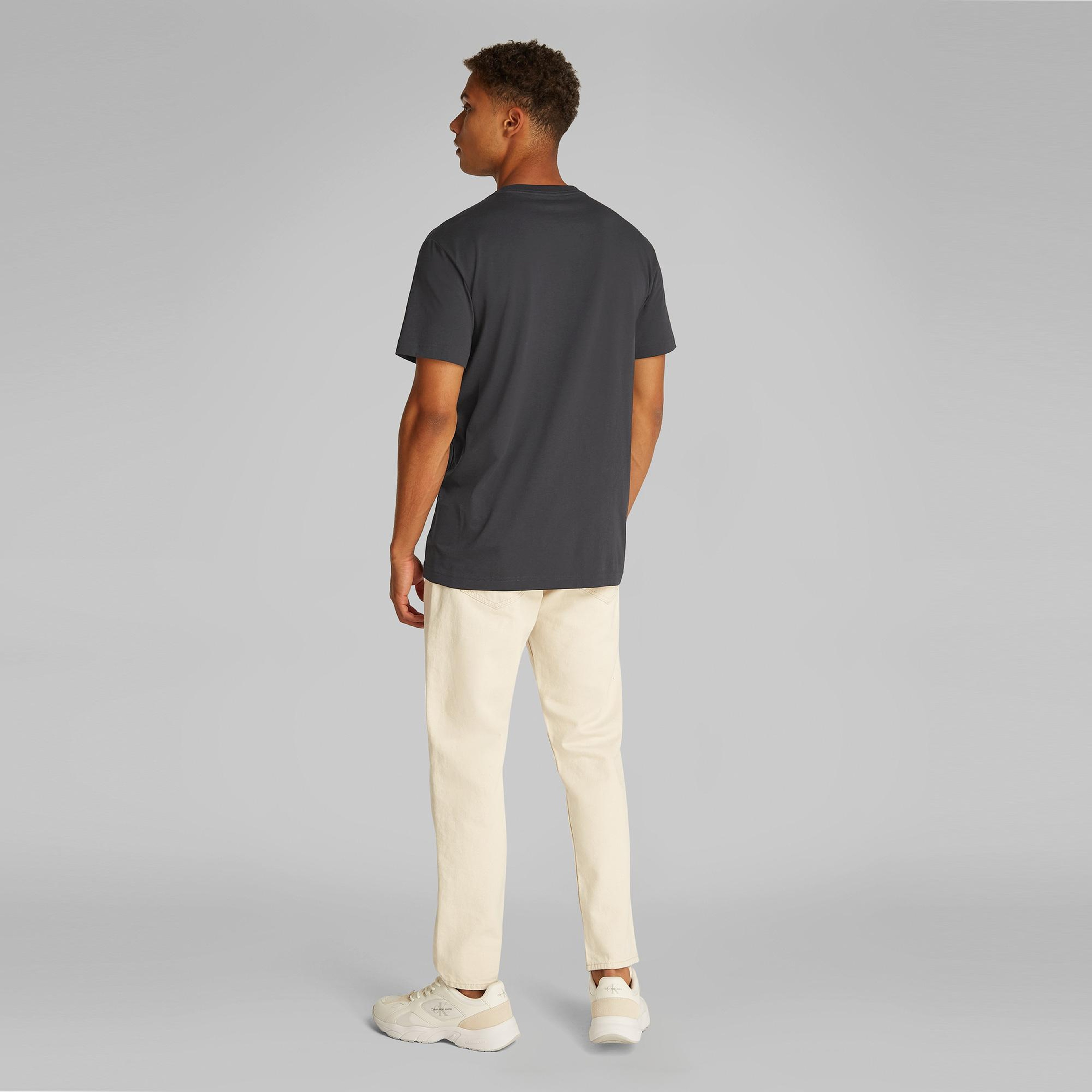Calvin Klein Label Print Erkek Siyah T-Shirt