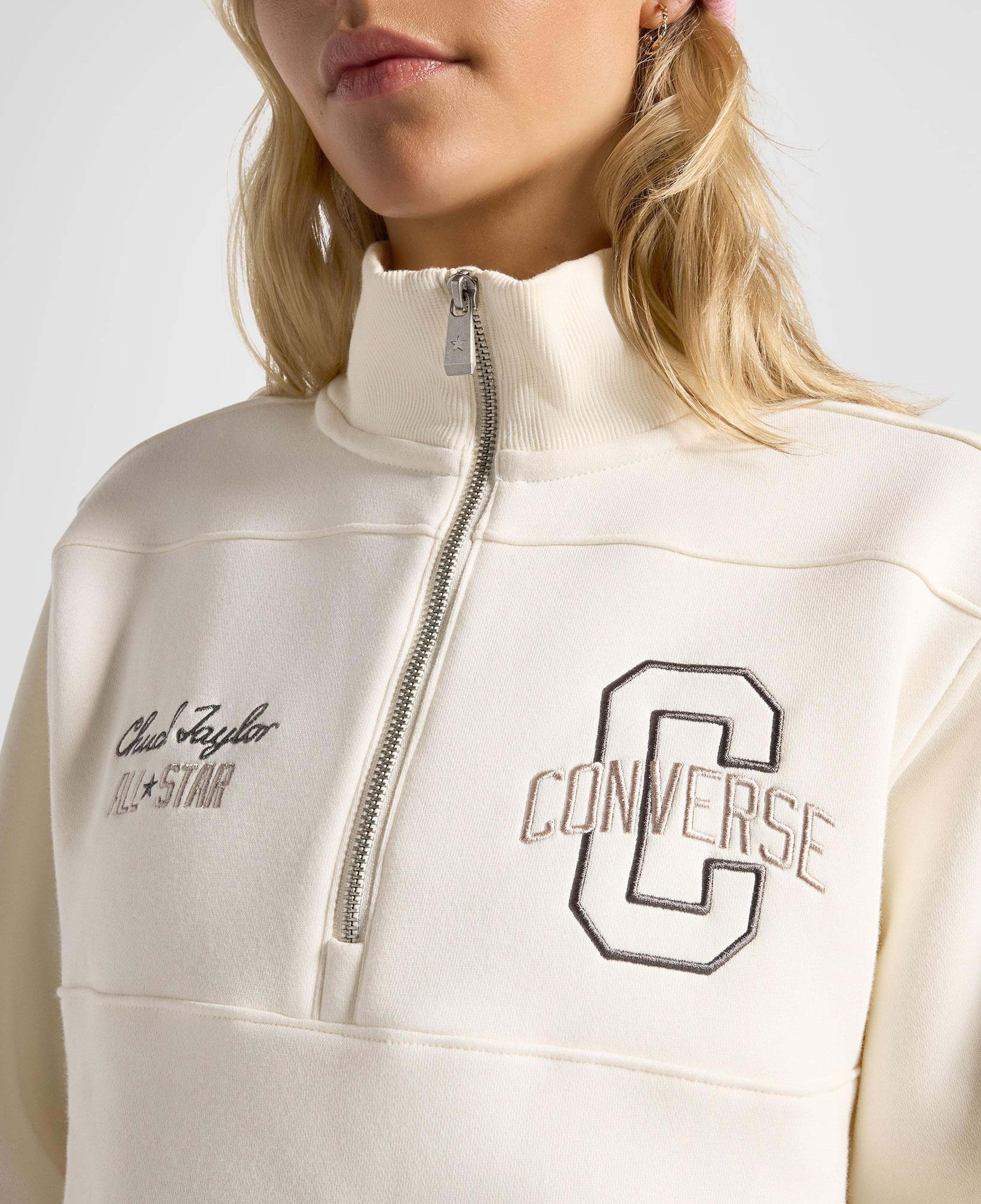 Converse Kadın Yarım Fermuarlı Krem Sweatshirt