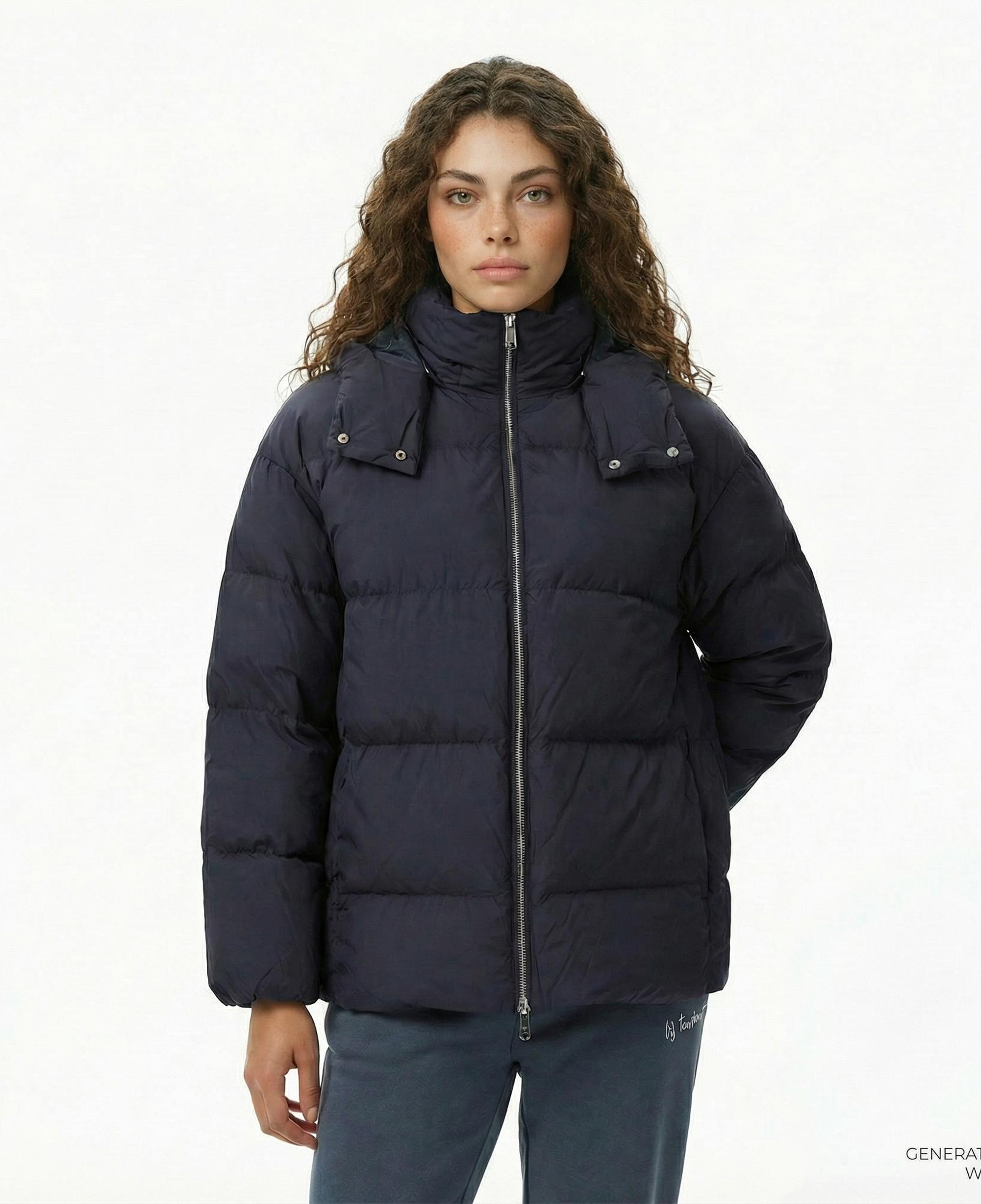 Converse Kadın Kapüşonlu Siyah Şişme Mont