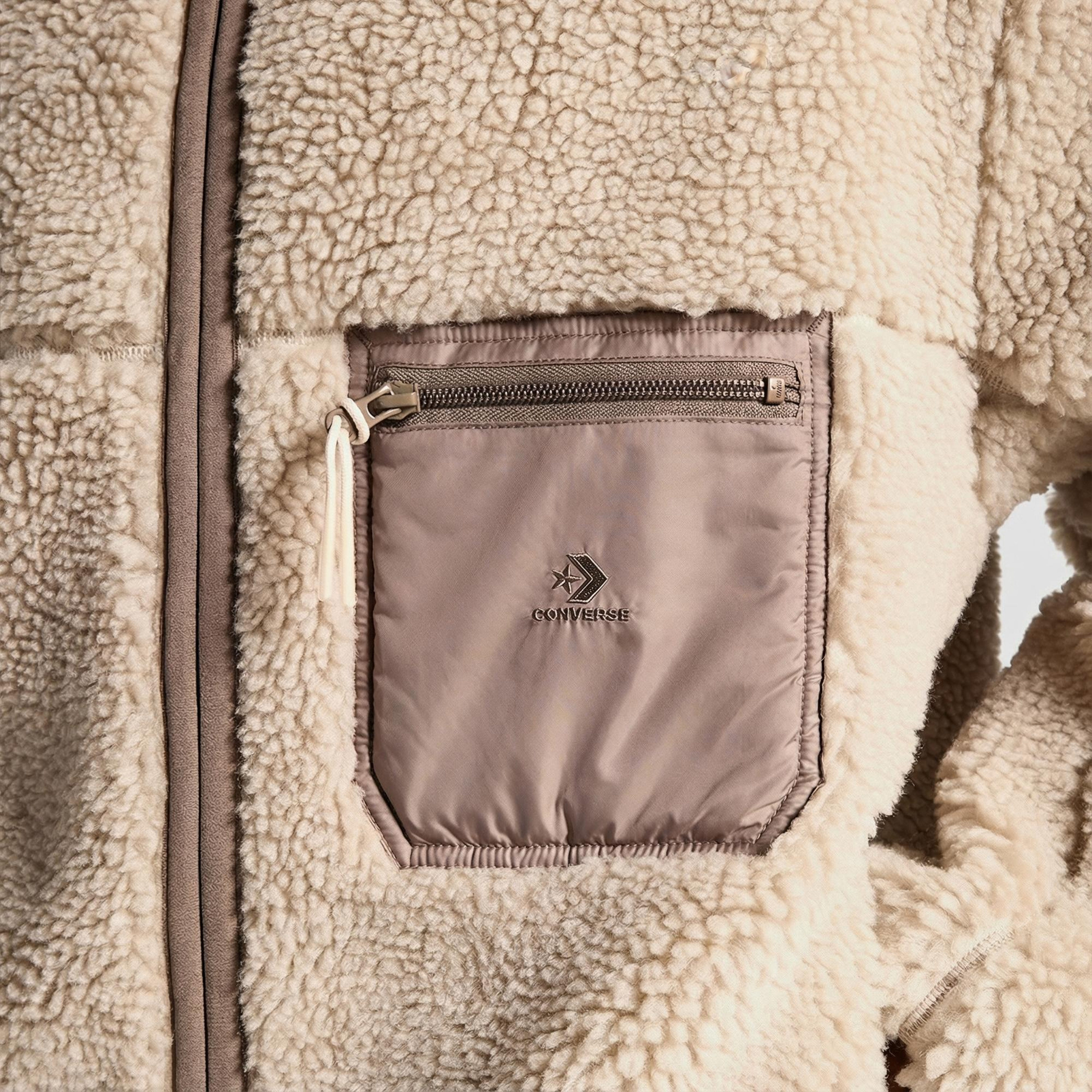 Converse Erkek Dik Yaka Çift Taraflı Bej Mont