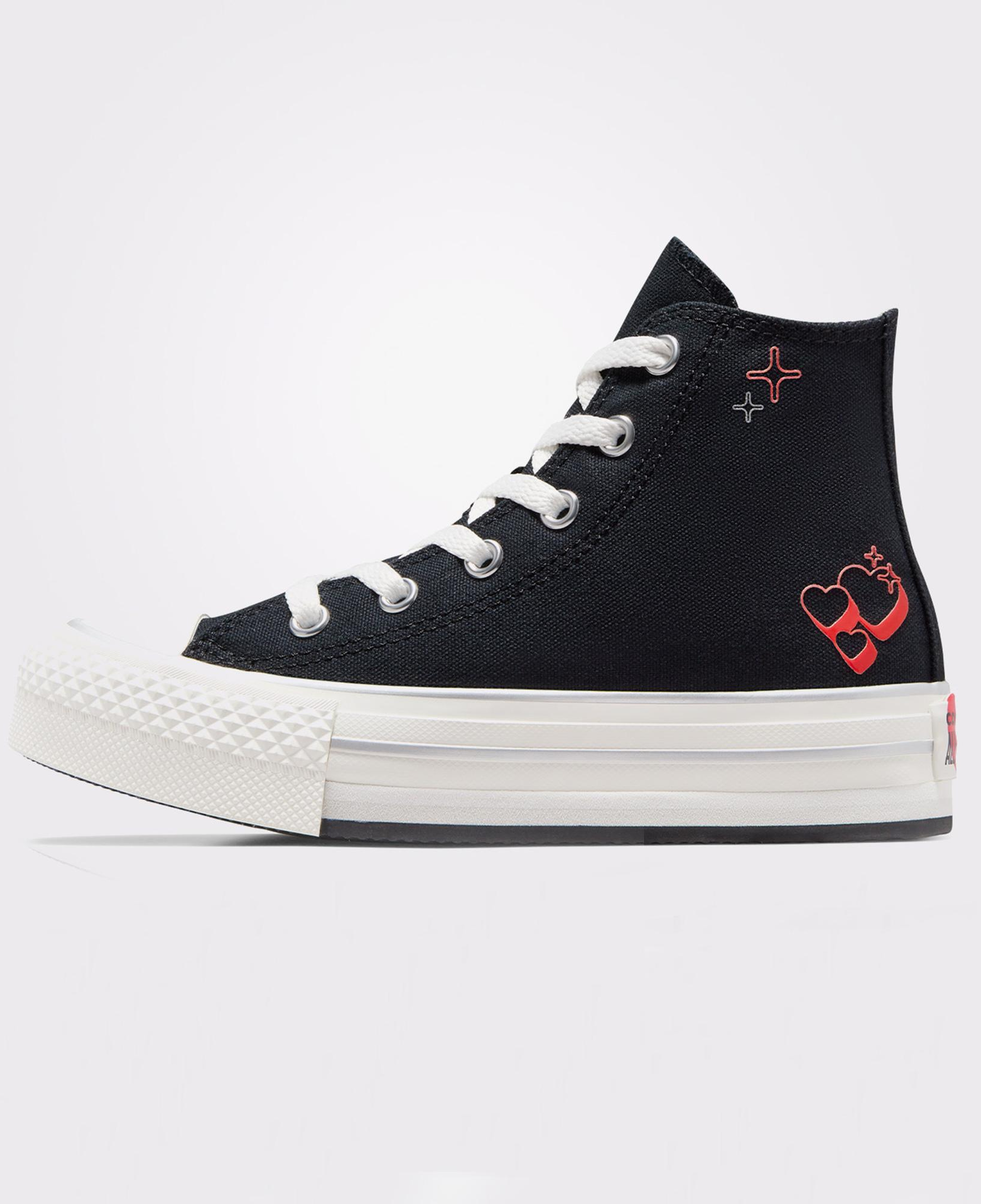 Converse Chuck Taylor All Star Eva Lift Y2K Heart Çocuk Siyah Platform Sneaker