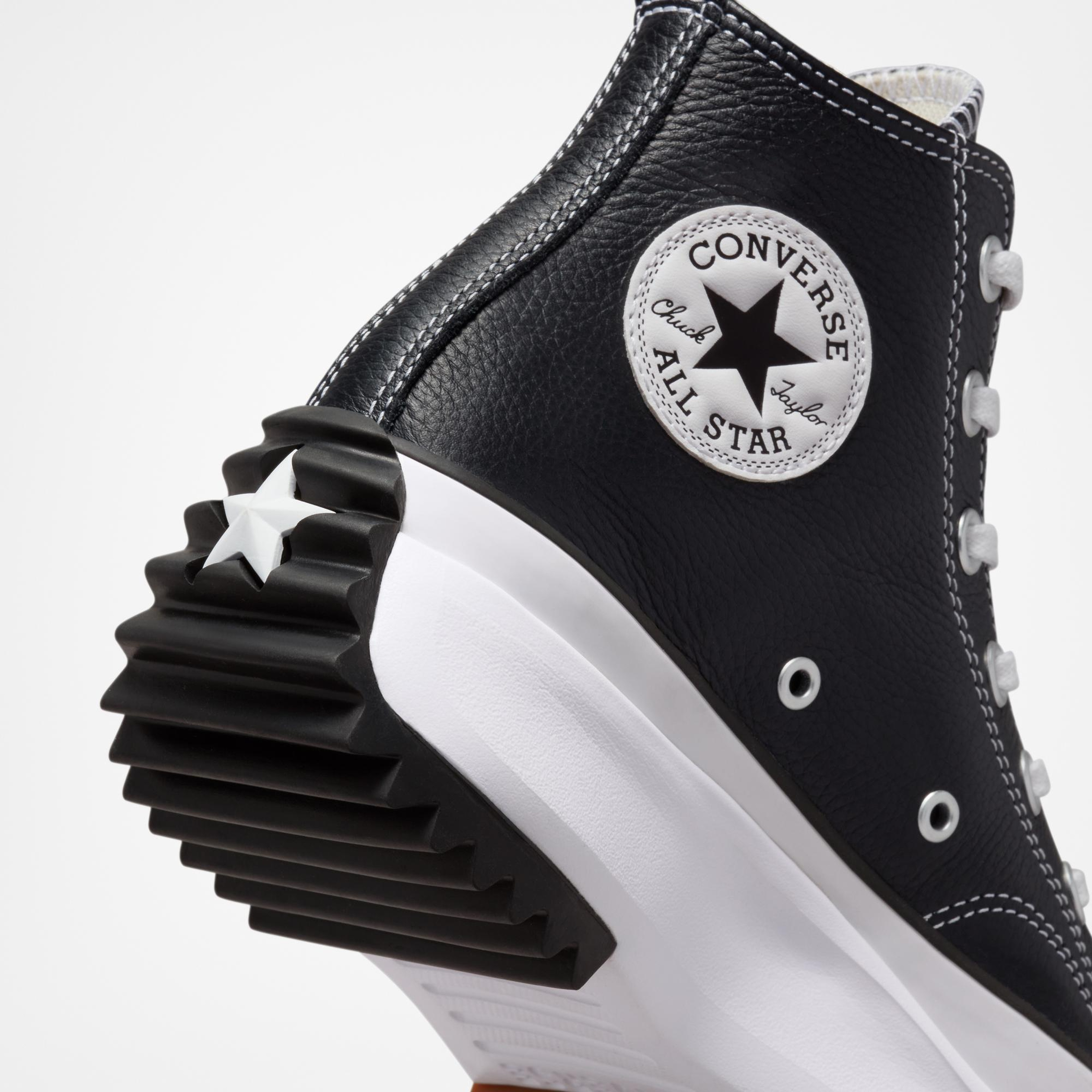 Converse Run Star Hike Foundational Unisex Siyah Deri Platform Sneaker