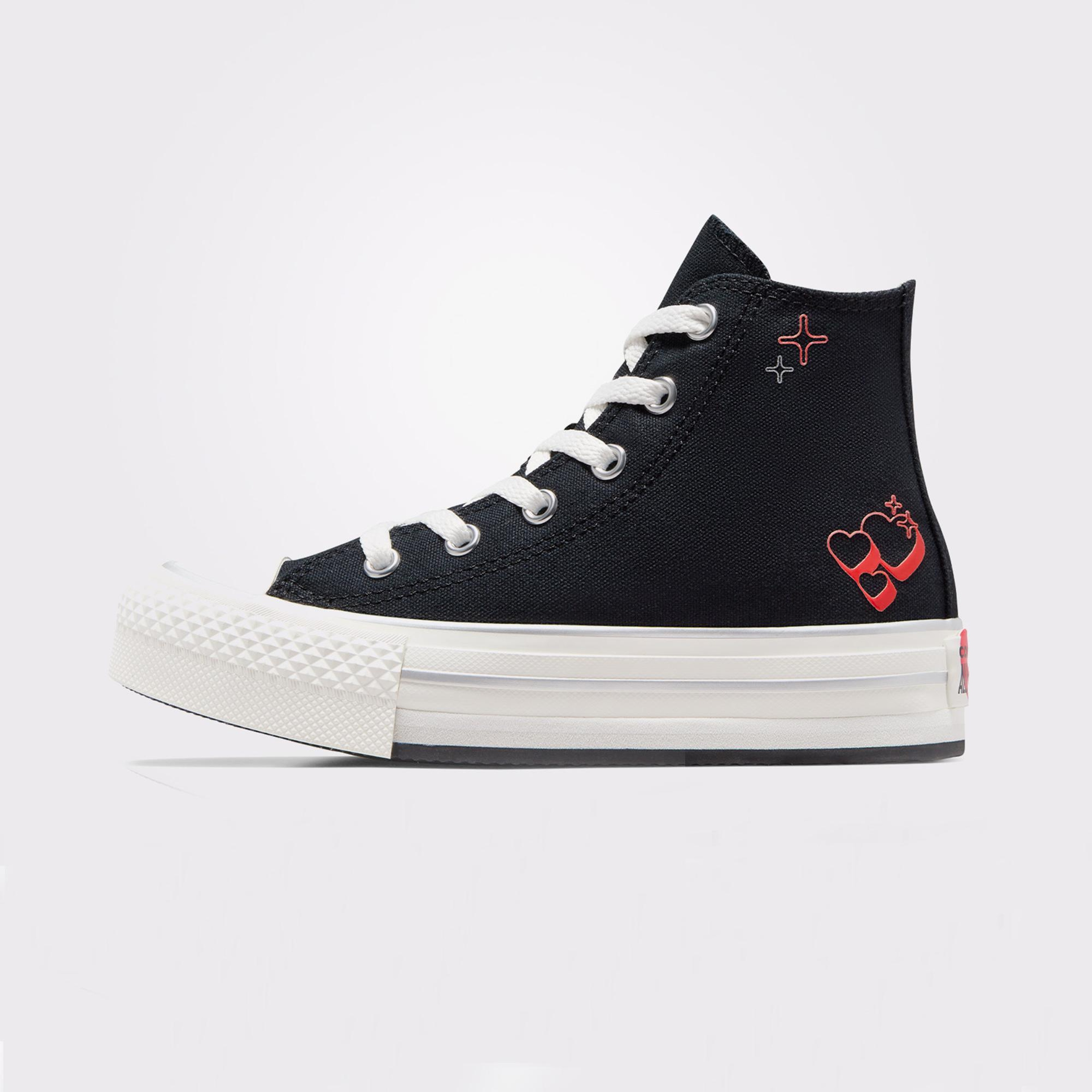Converse Chuck Taylor All Star Eva Lift Y2K Heart Çocuk Siyah Platform Sneaker