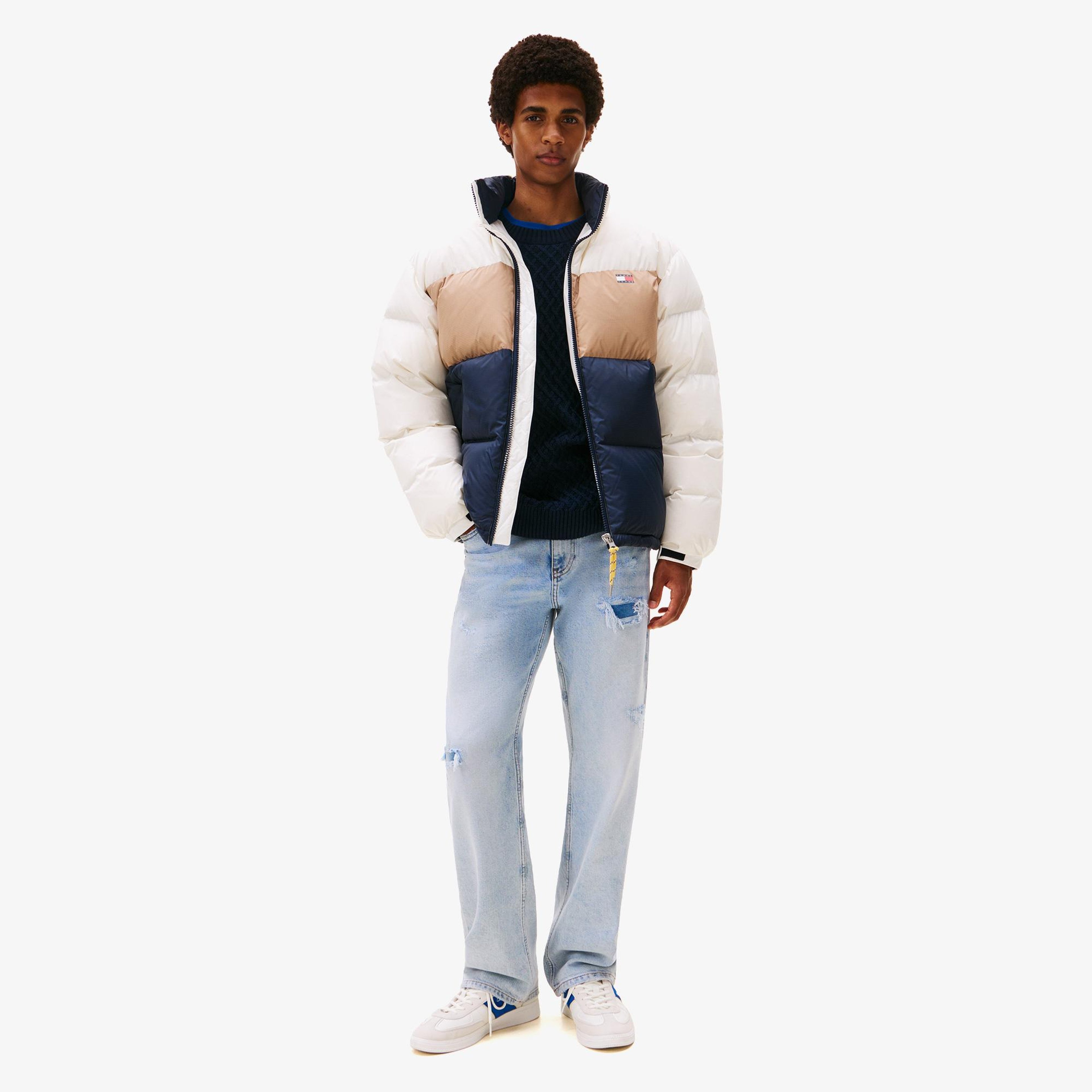 Tommy Jeans Alaska Erkek Beyaz Puffer Mont