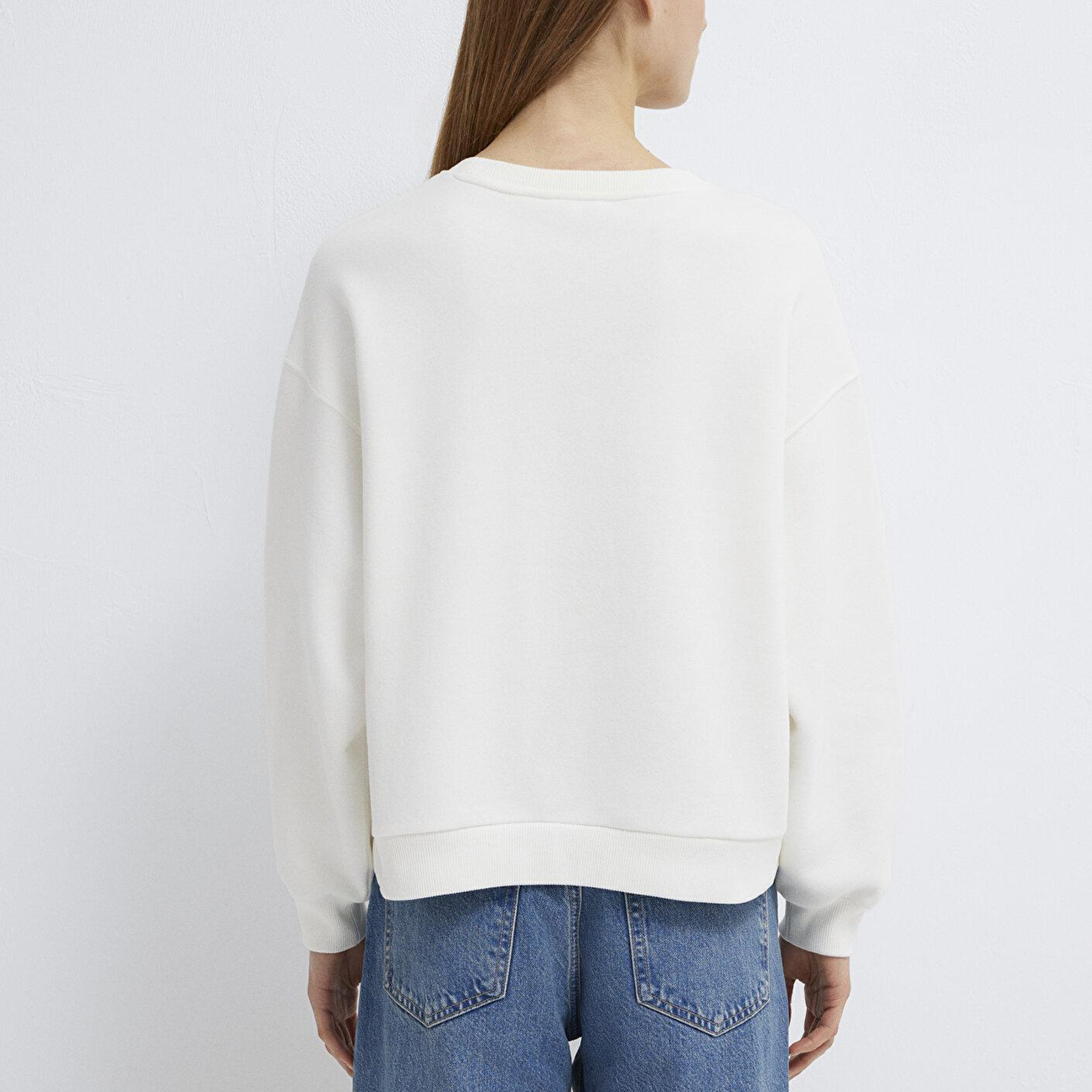 Mavi Mavi Logo Baskılı Ekru Sweatshirt 1S10419-80194