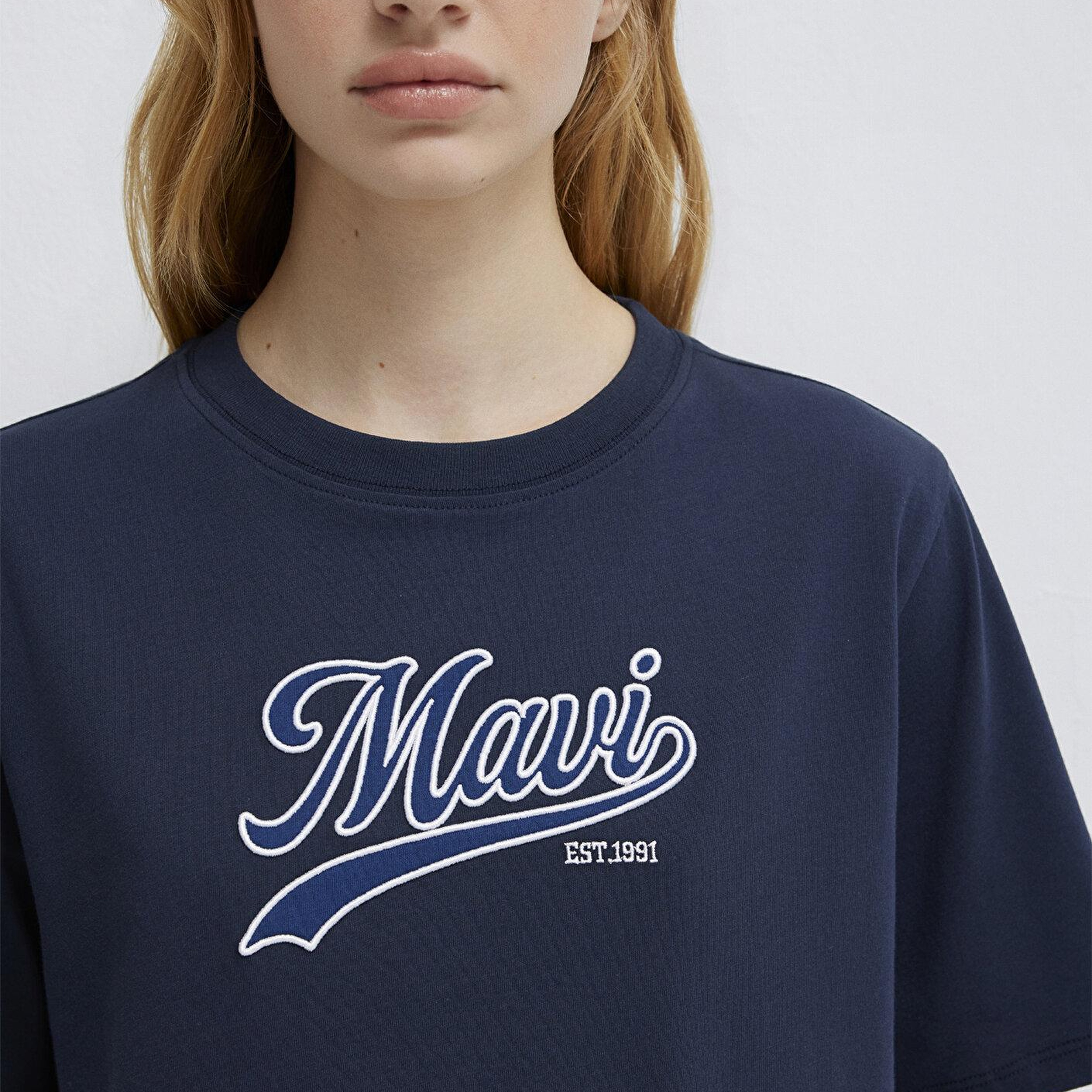 Mavi Mavi Logo Baskılı Lacivert Tişört Regular Fit / Normal Kesim 1613565-82318