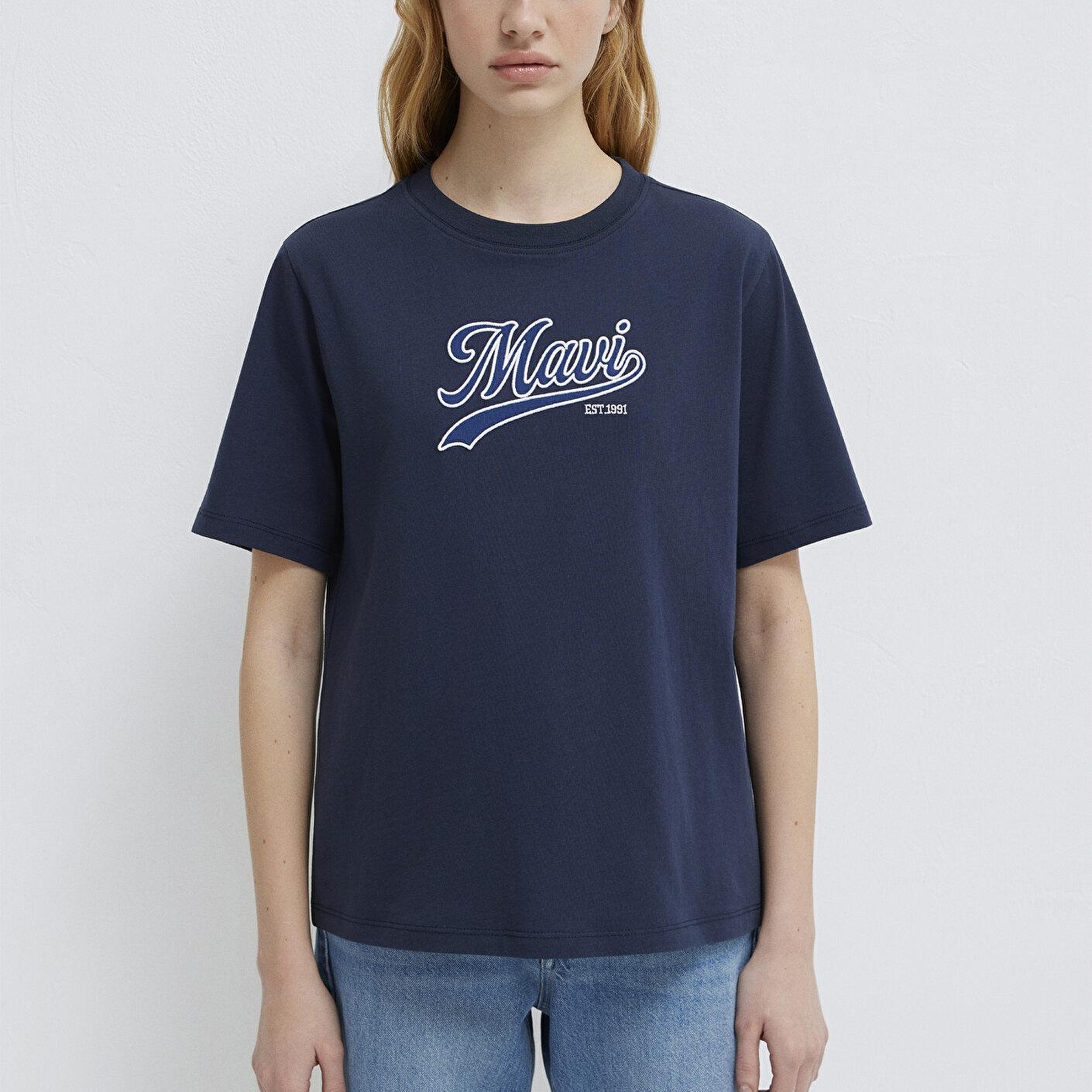 Mavi Mavi Logo Baskılı Lacivert Tişört Regular Fit / Normal Kesim 1613565-82318