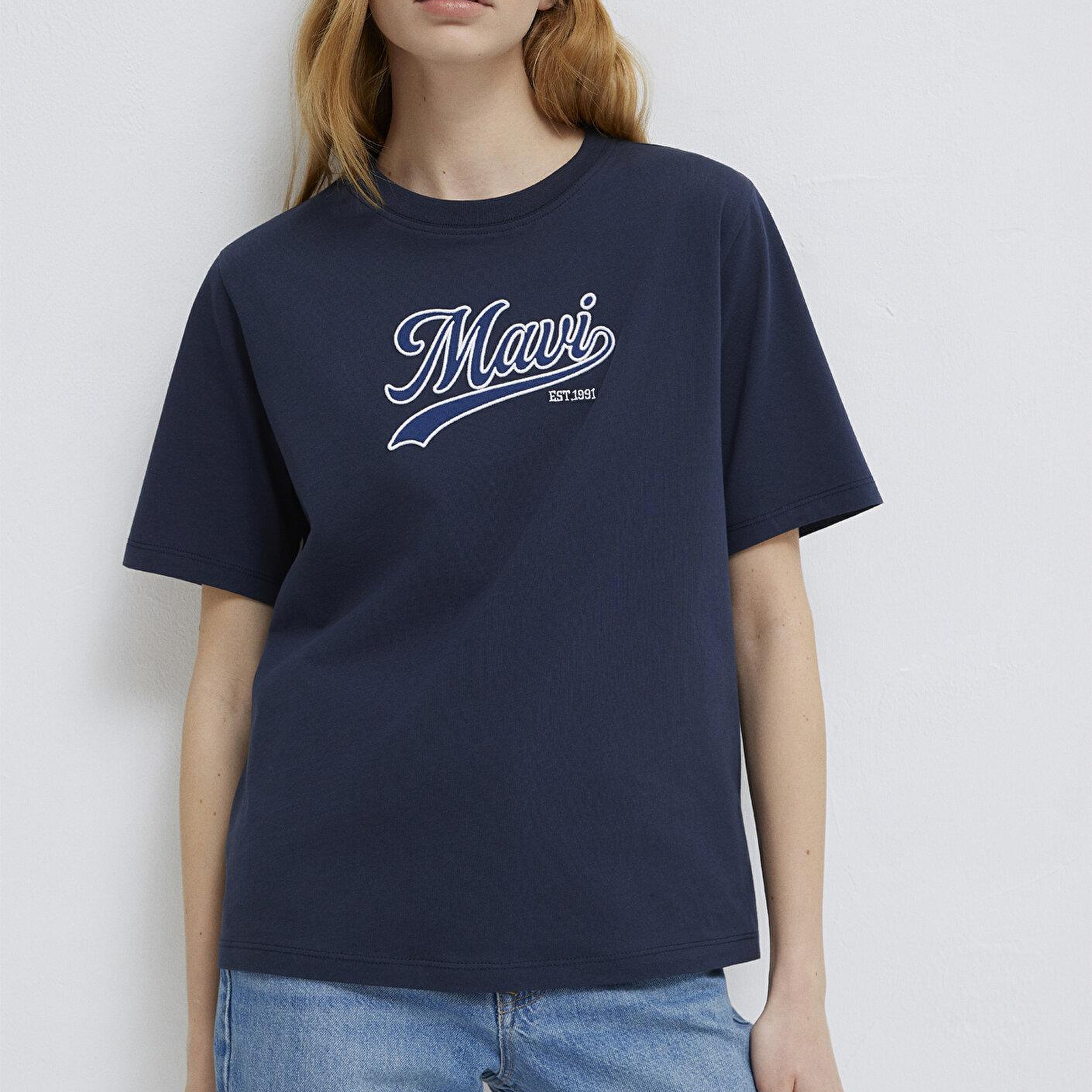 Mavi Mavi Logo Baskılı Lacivert Tişört Regular Fit / Normal Kesim 1613565-82318