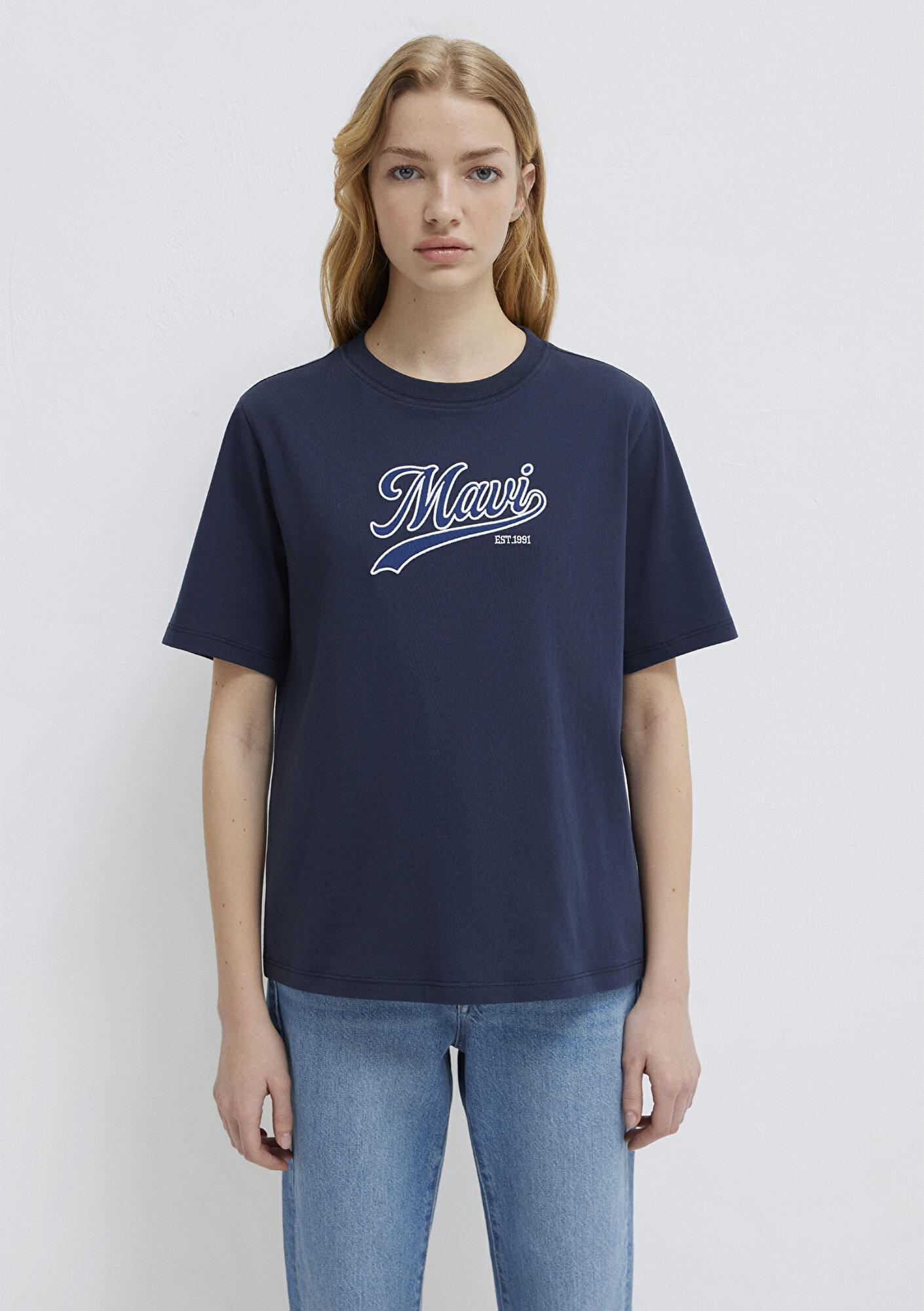 Mavi Mavi Logo Baskılı Lacivert Tişört Regular Fit / Normal Kesim 1613565-82318