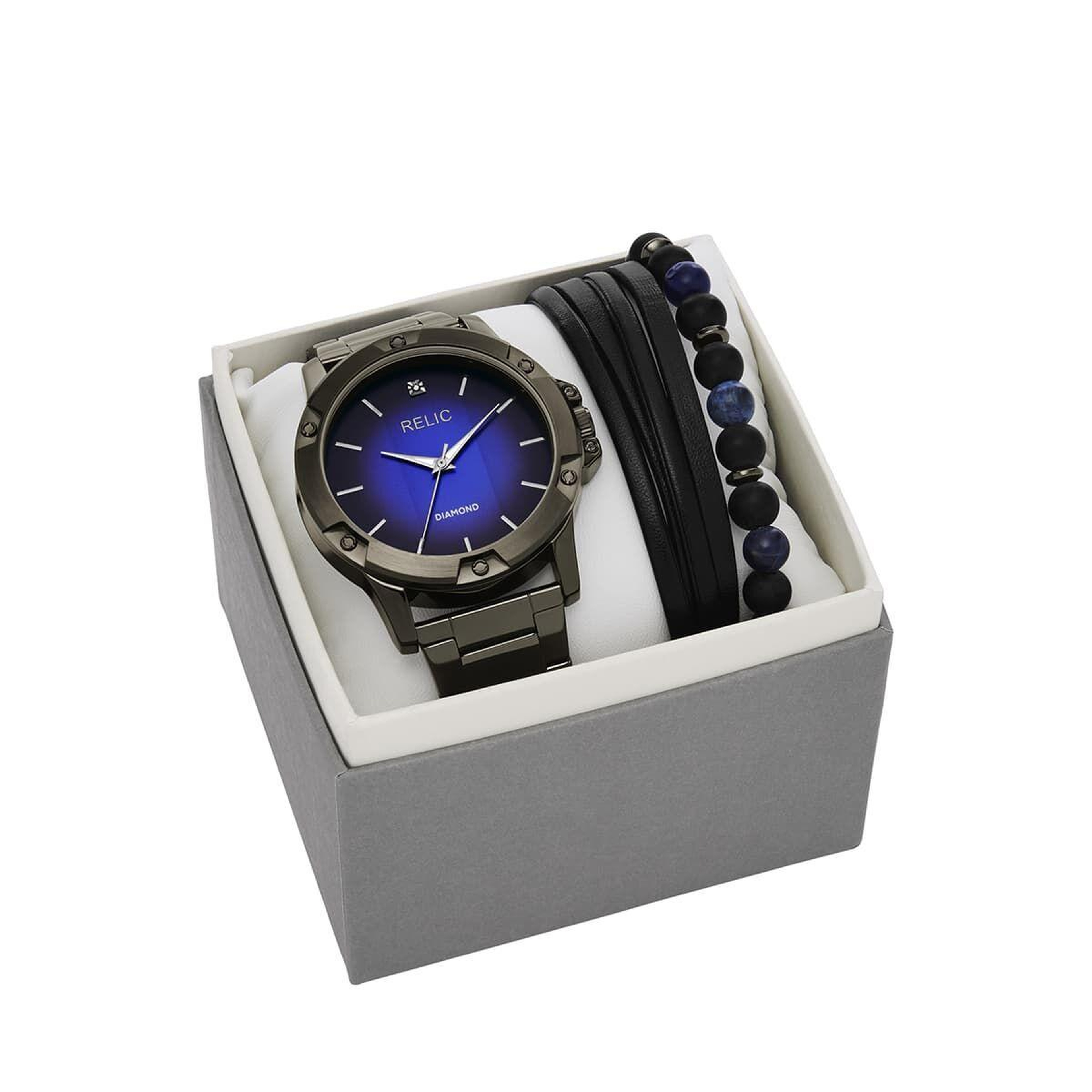 RELIC RL-ZR97009 Pırlantalı Erkek Kol Saati ve Bileklik Seti