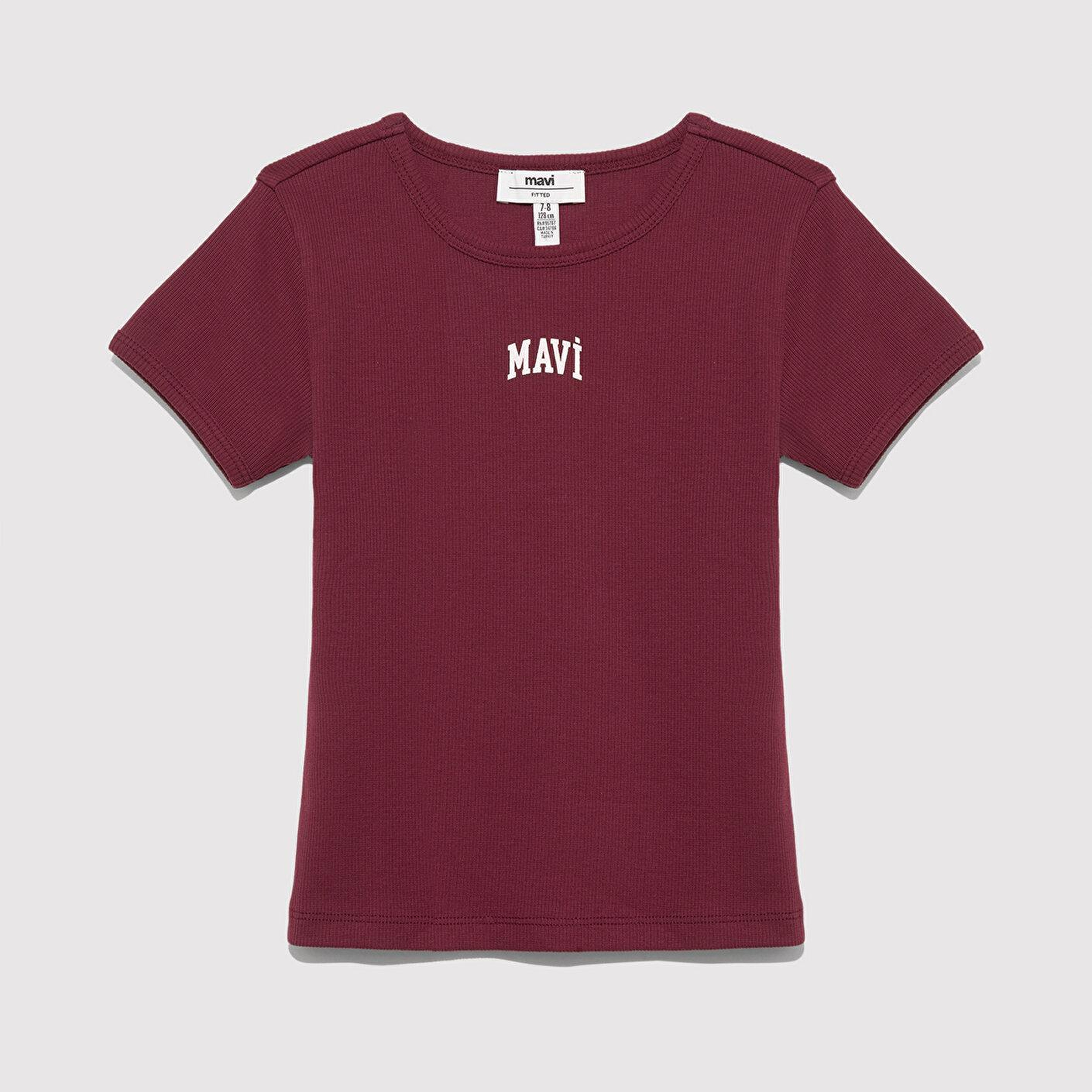 Mavi Mavi Logo Baskılı Bordo Tişört Fitted / Vücuda Oturan Kesim 7610350-70393