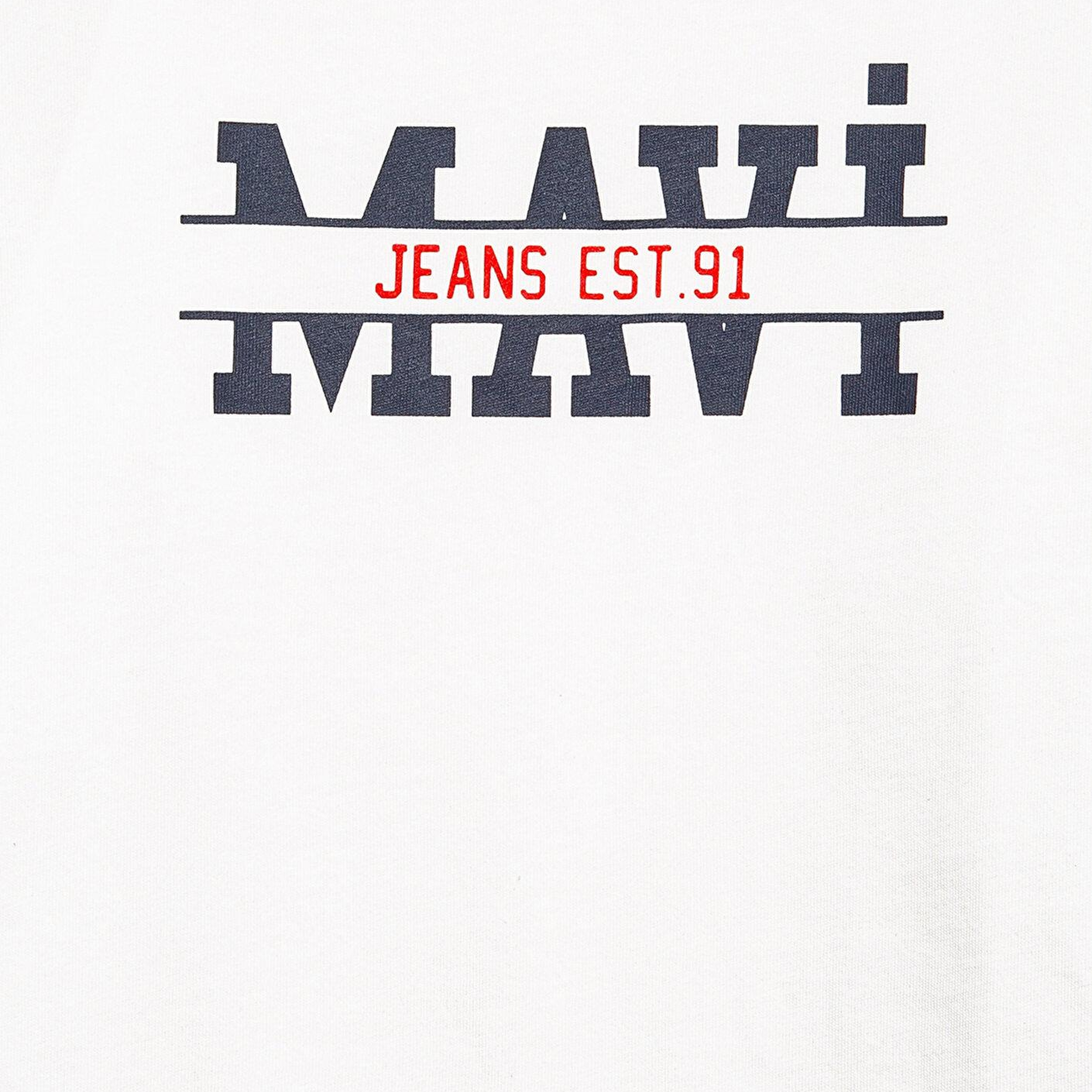 Mavi Mavi Logo Baskılı Ekru Tişört Loose Fit / Bol Rahat Kesim 6610397-70057