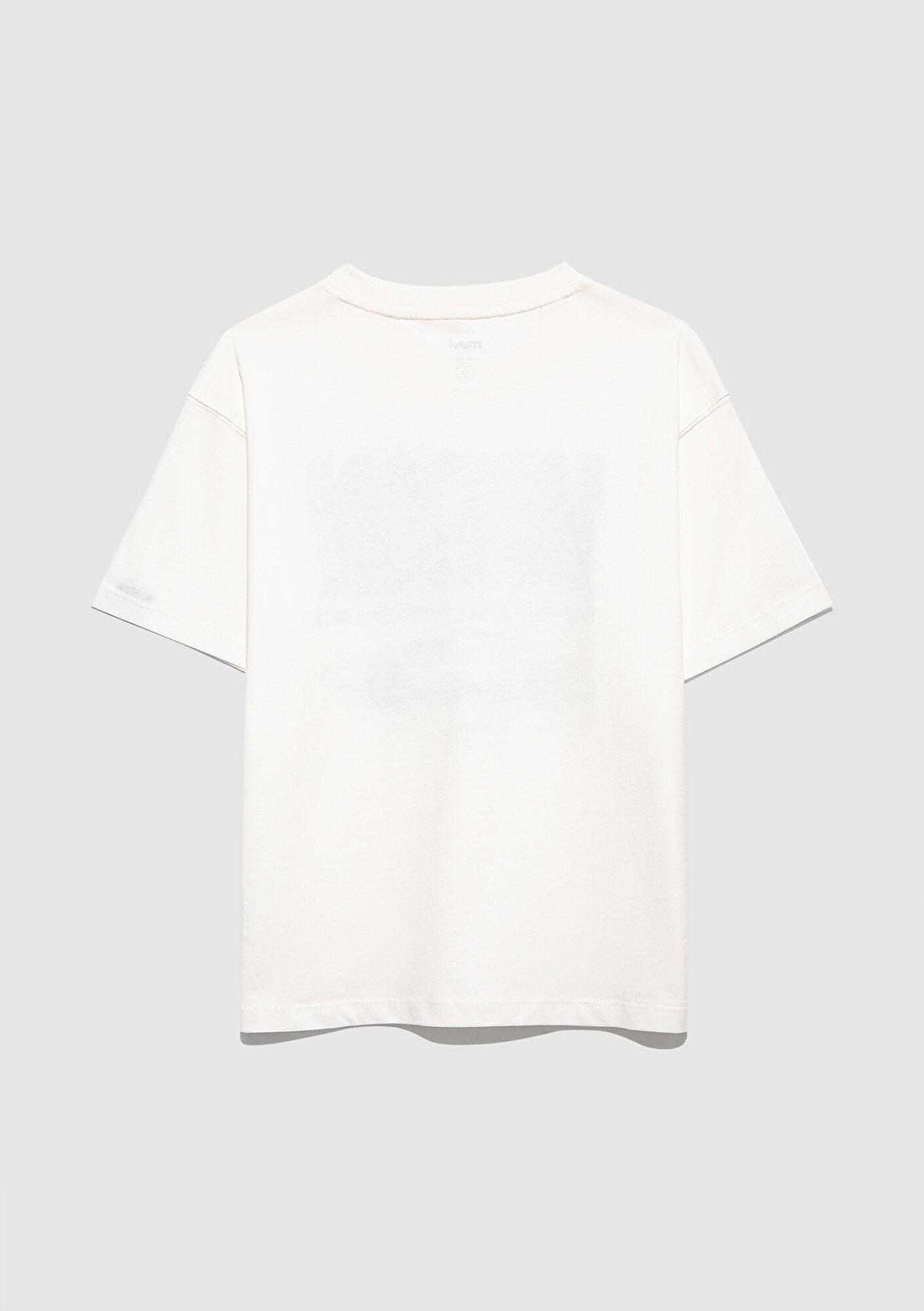 Mavi Araba Baskılı Ekru Tişört Oversize / Geniş Kesim 6610364-70057