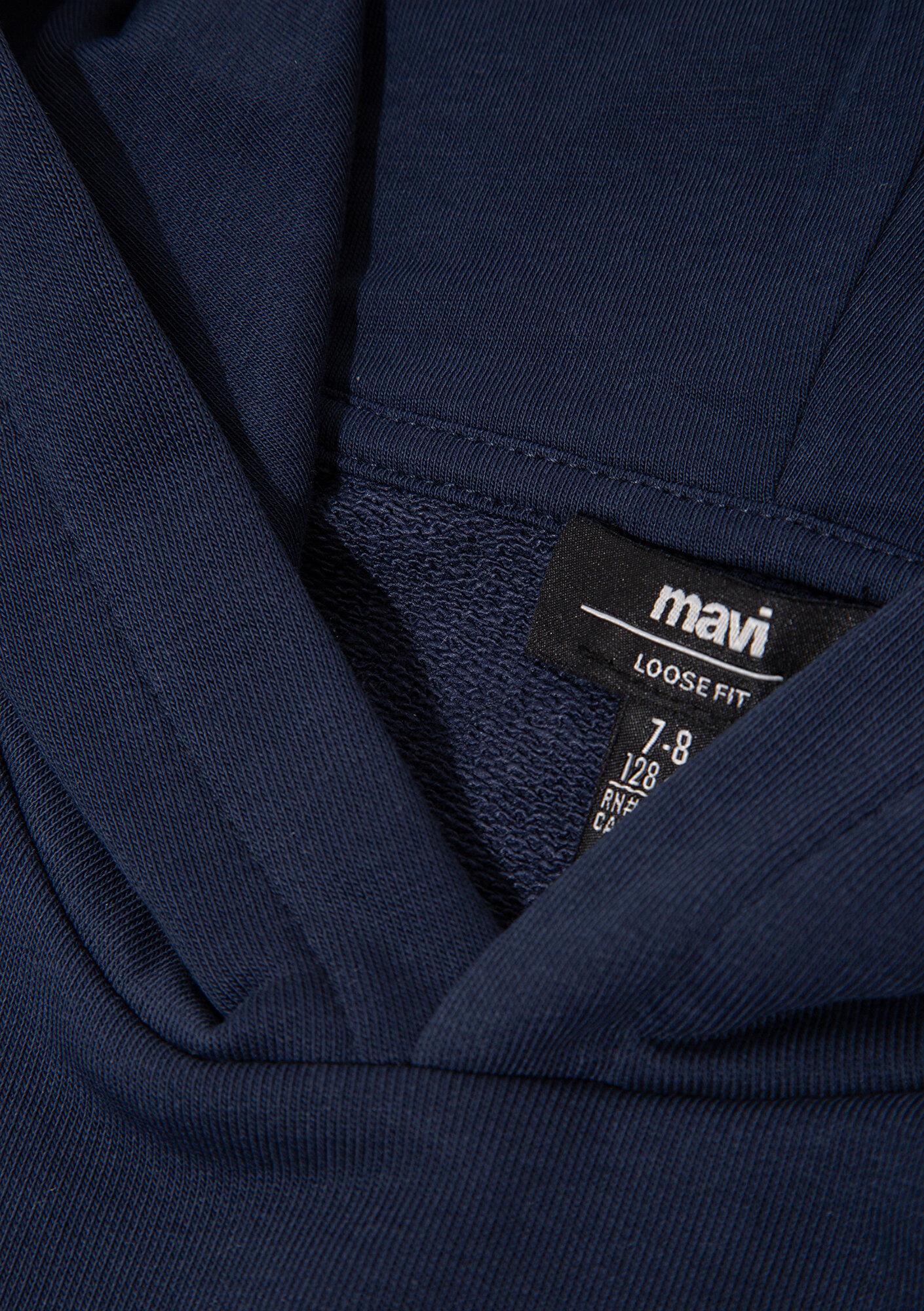 Mavi Mavi Jeans Baskılı Kapüşonlu Lacivert Sweatshirt 6S10141-82318