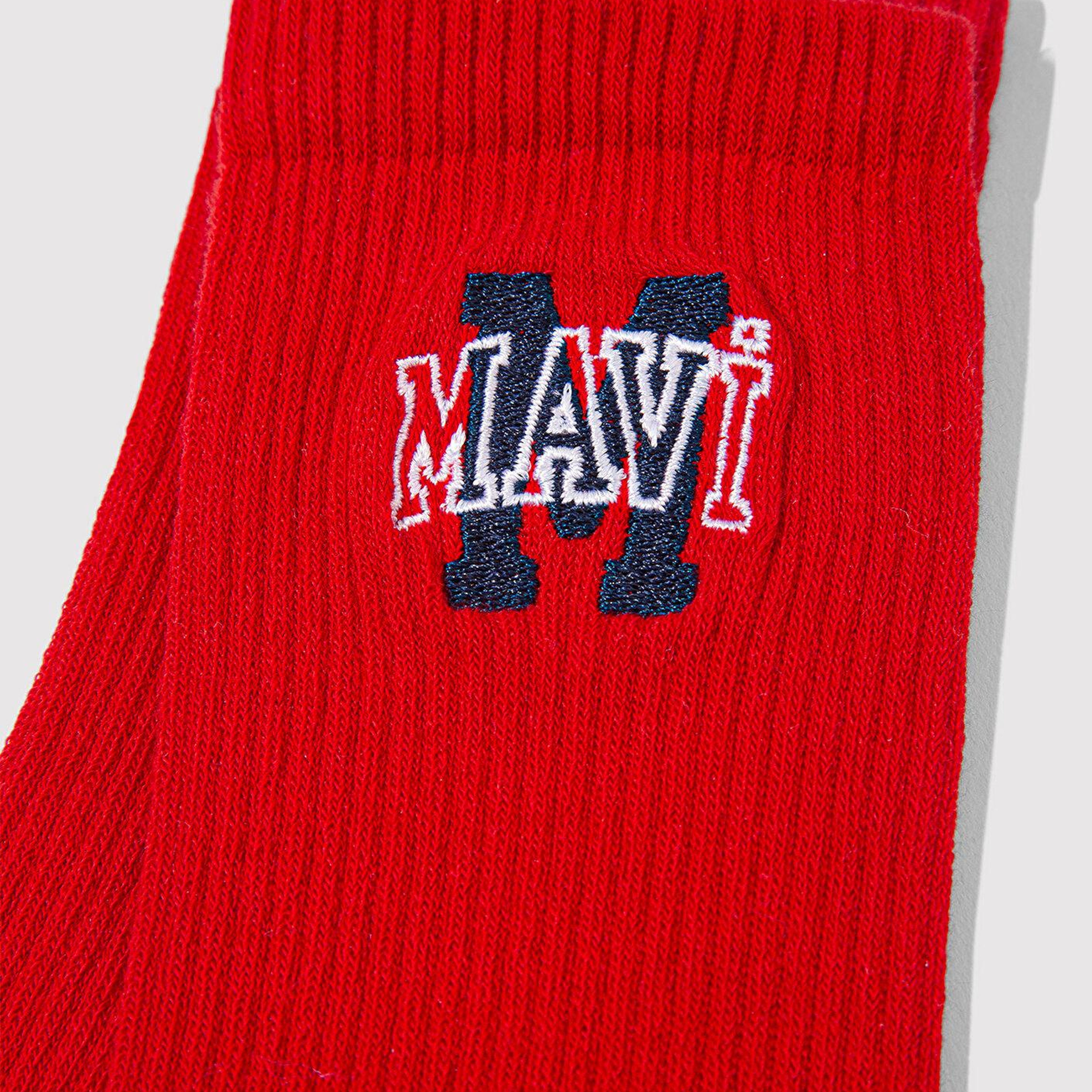 Mavi Mavi Logo Nakışlı Kırmızı Soket Çorap 1913540-30370
