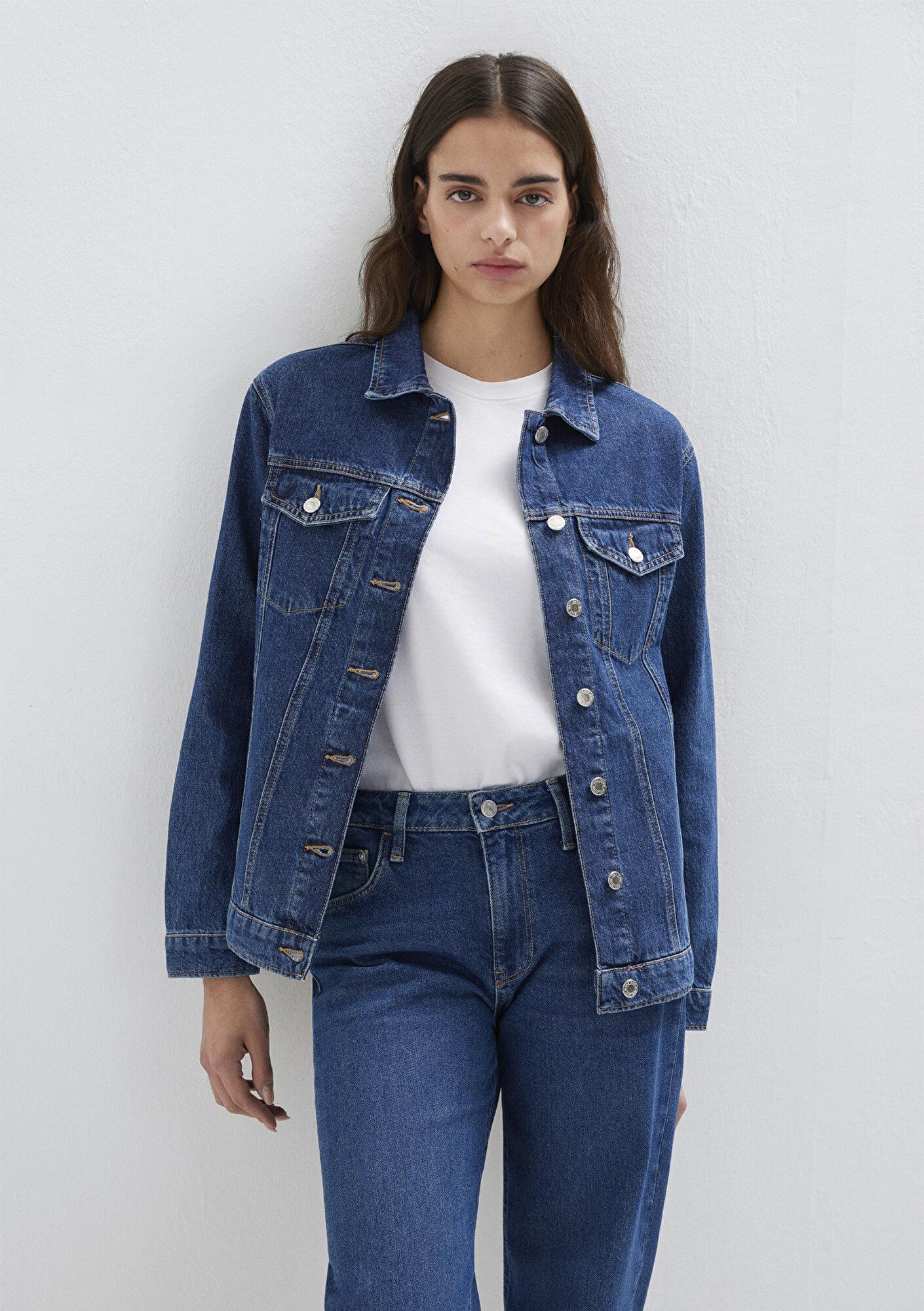 Mavi Karla 90lar Koyu Mavi Jean Ceket 110154-91001