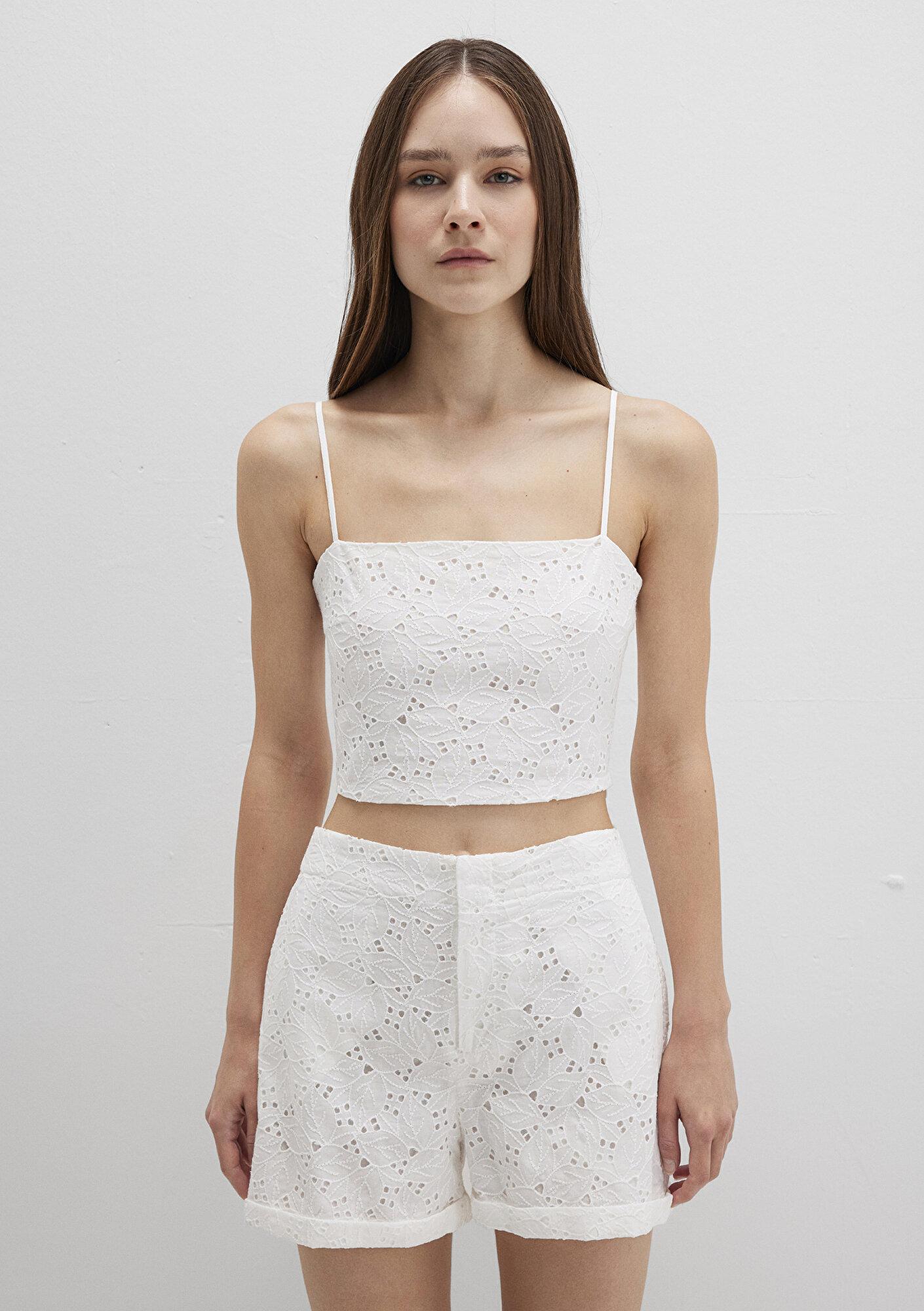 Mavi Fisto İşlemeli Crop Top 1211176-70057