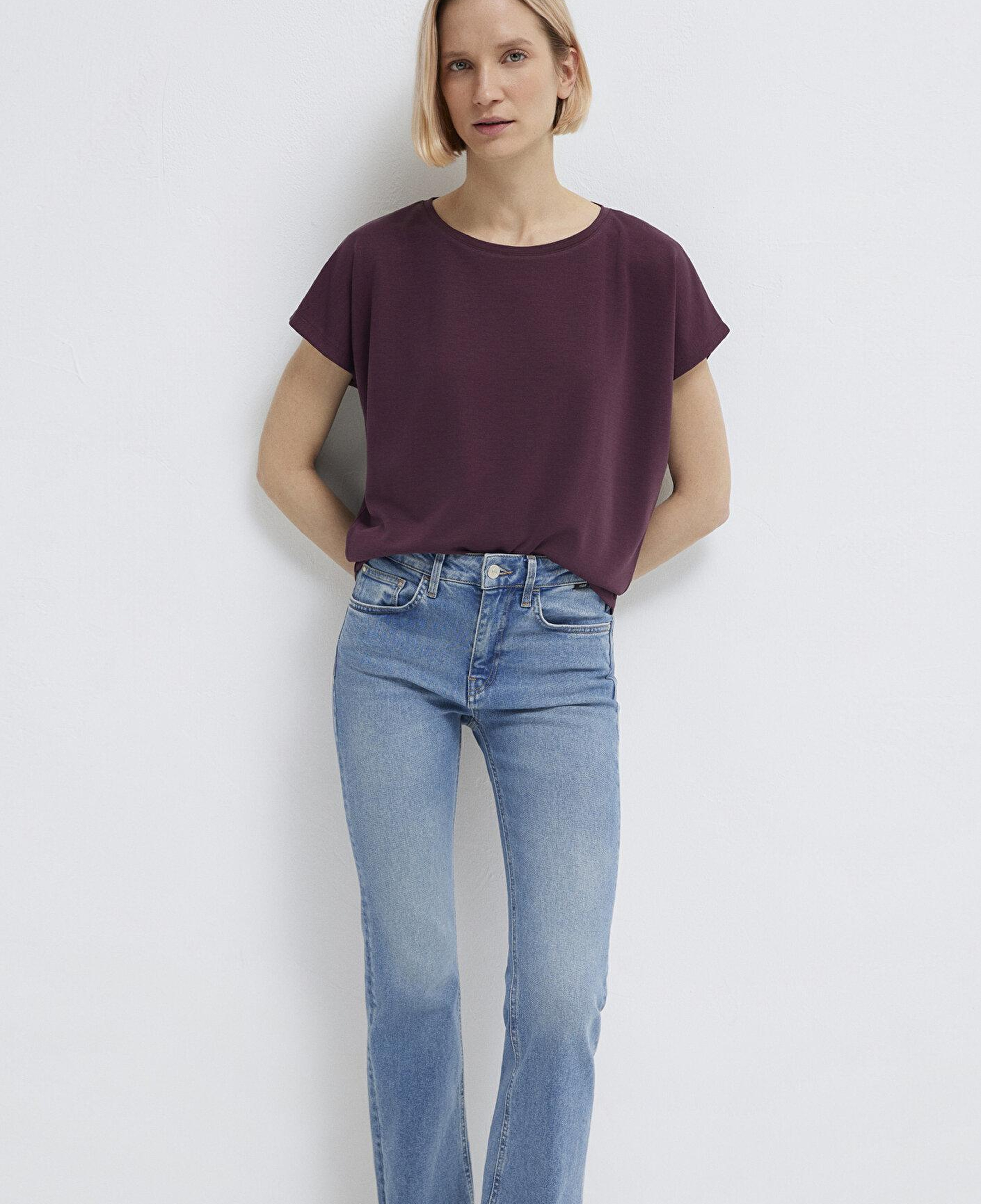 Mavi Lux Touch (TENCEL™) Modal Mor Basic Tişört Loose Fit / Bol Rahat Kesim 167245-70421
