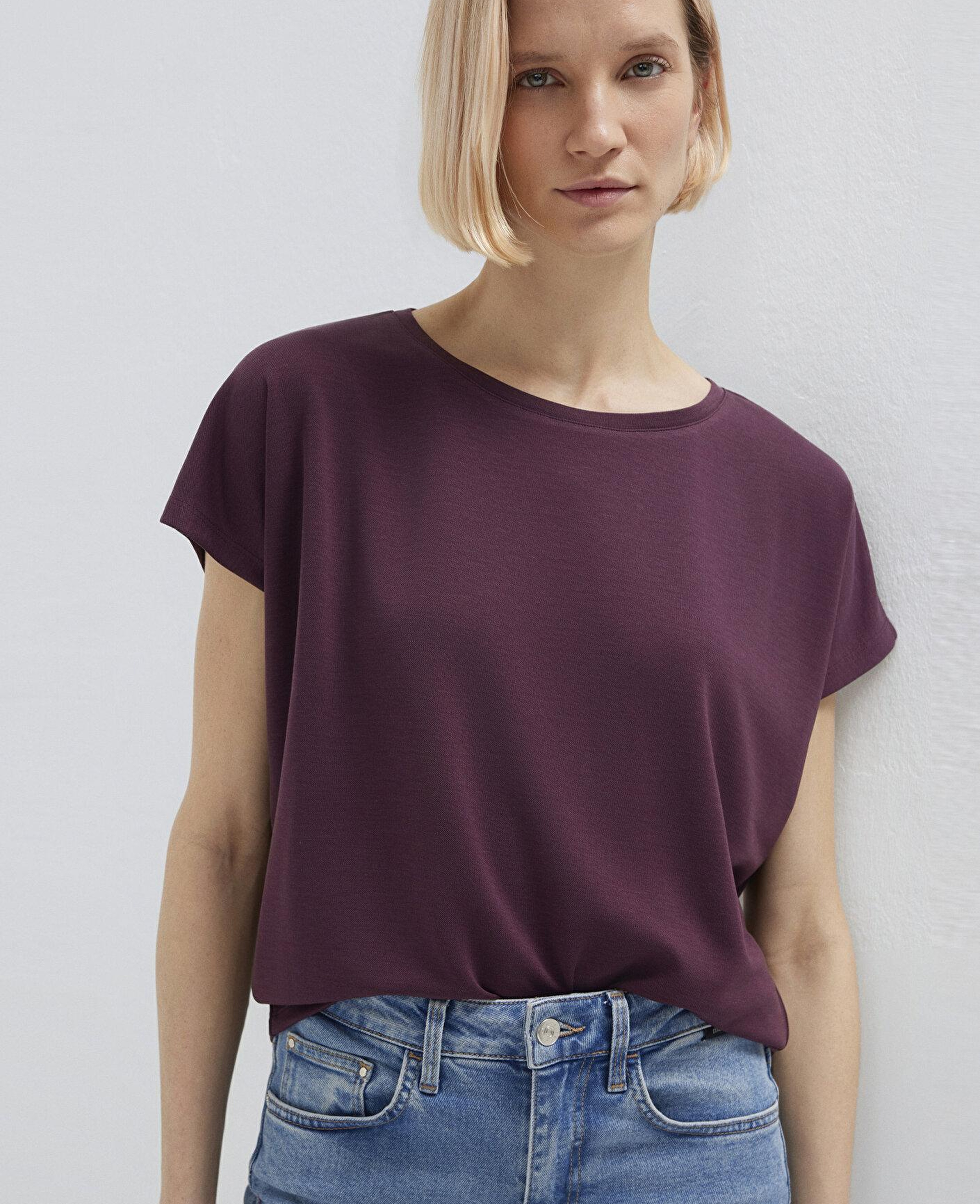 Mavi Lux Touch (TENCEL™) Modal Mor Basic Tişört Loose Fit / Bol Rahat Kesim 167245-70421