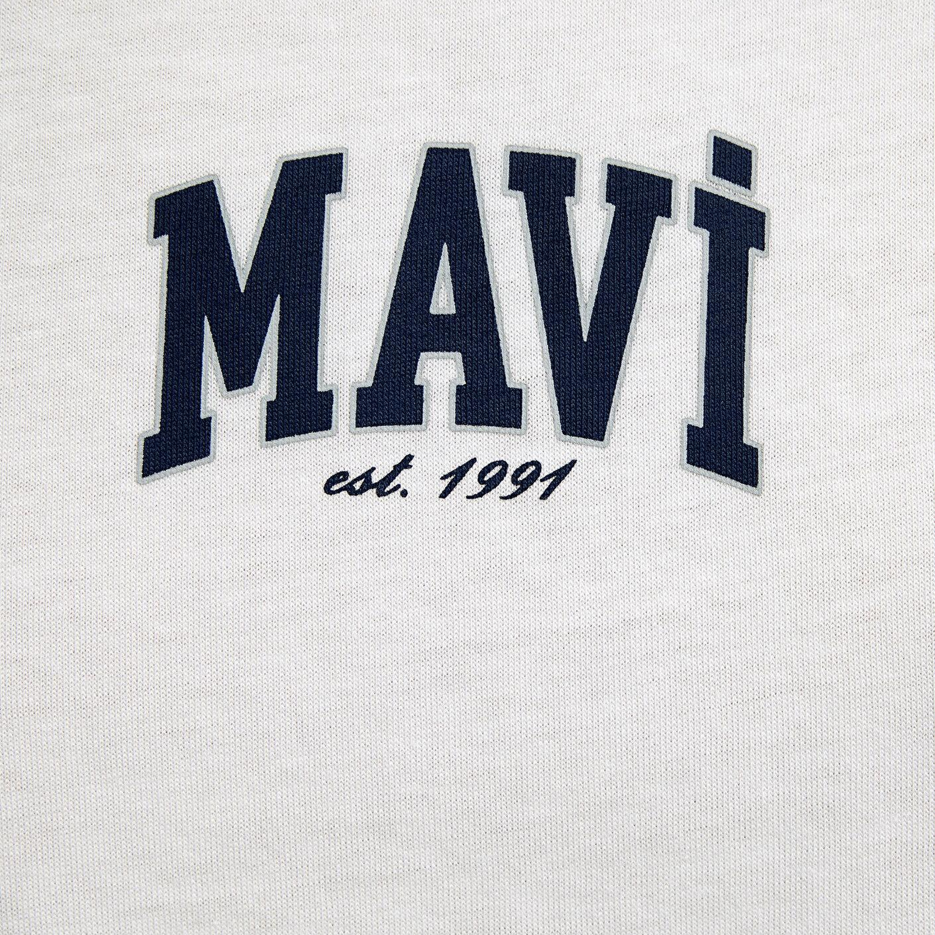 Mavi Mavi Logo Baskılı Ekru Tişört Regular Fit / Normal Kesim 1613412-70057