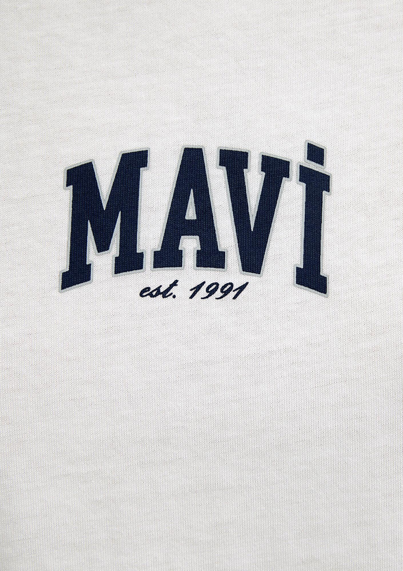 Mavi Mavi Logo Baskılı Ekru Tişört Regular Fit / Normal Kesim 1613412-70057