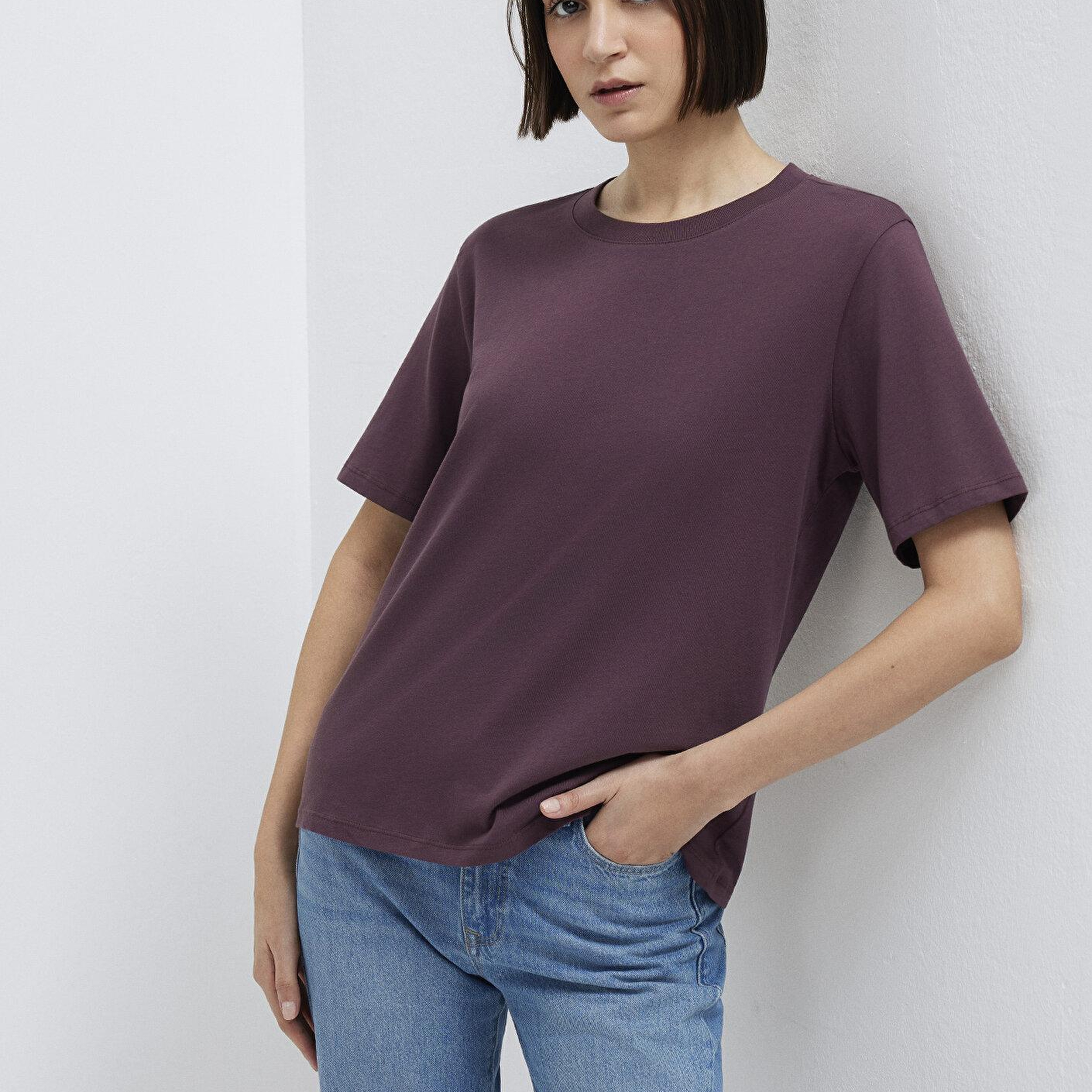 Mavi Biskilet Yaka Mor Basic Tişört Regular Fit / Normal Kesim 1600955-70434