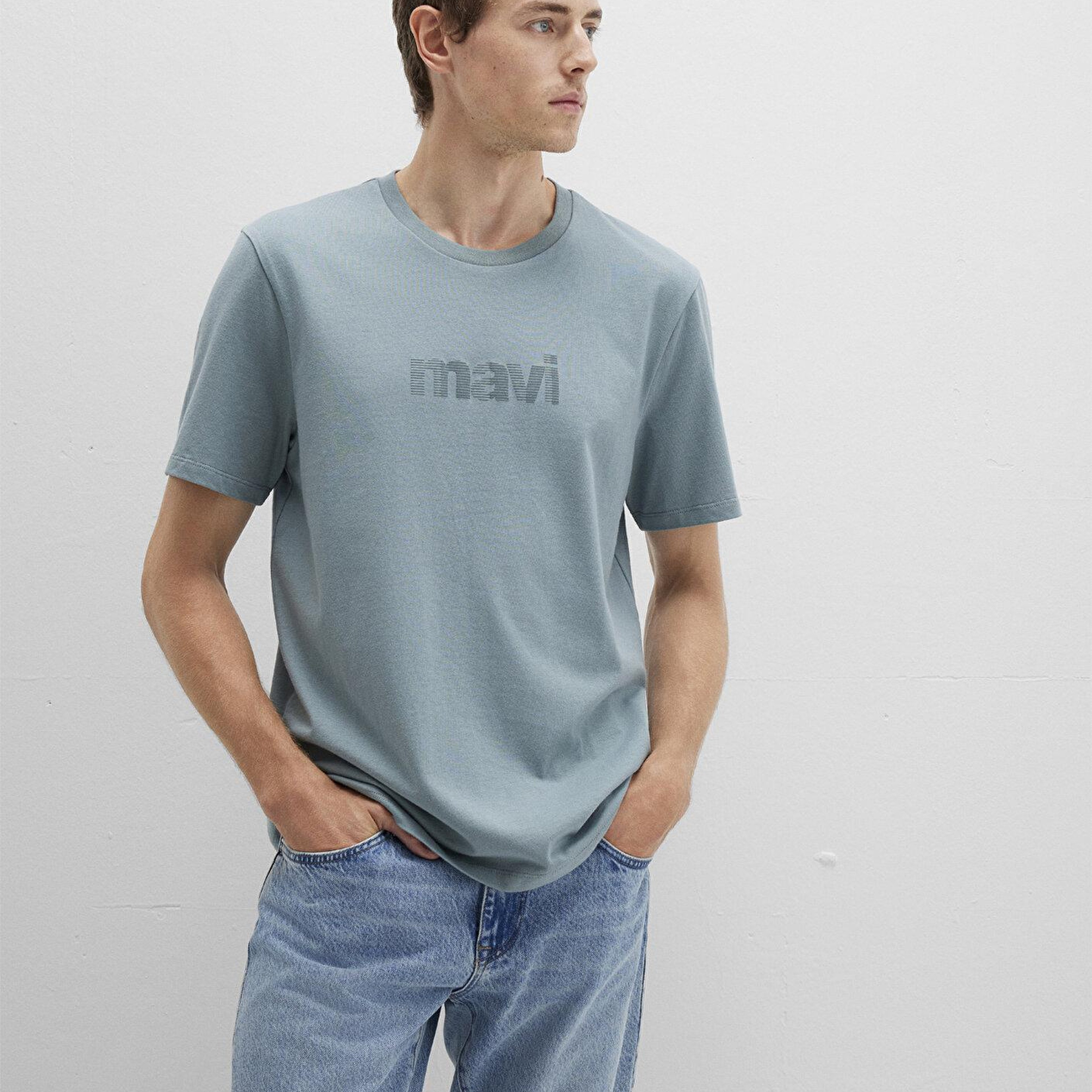 Mavi Mavi Logo Baskılı Yeşil Tişört Regular Fit / Normal Kesim 0612936-70118