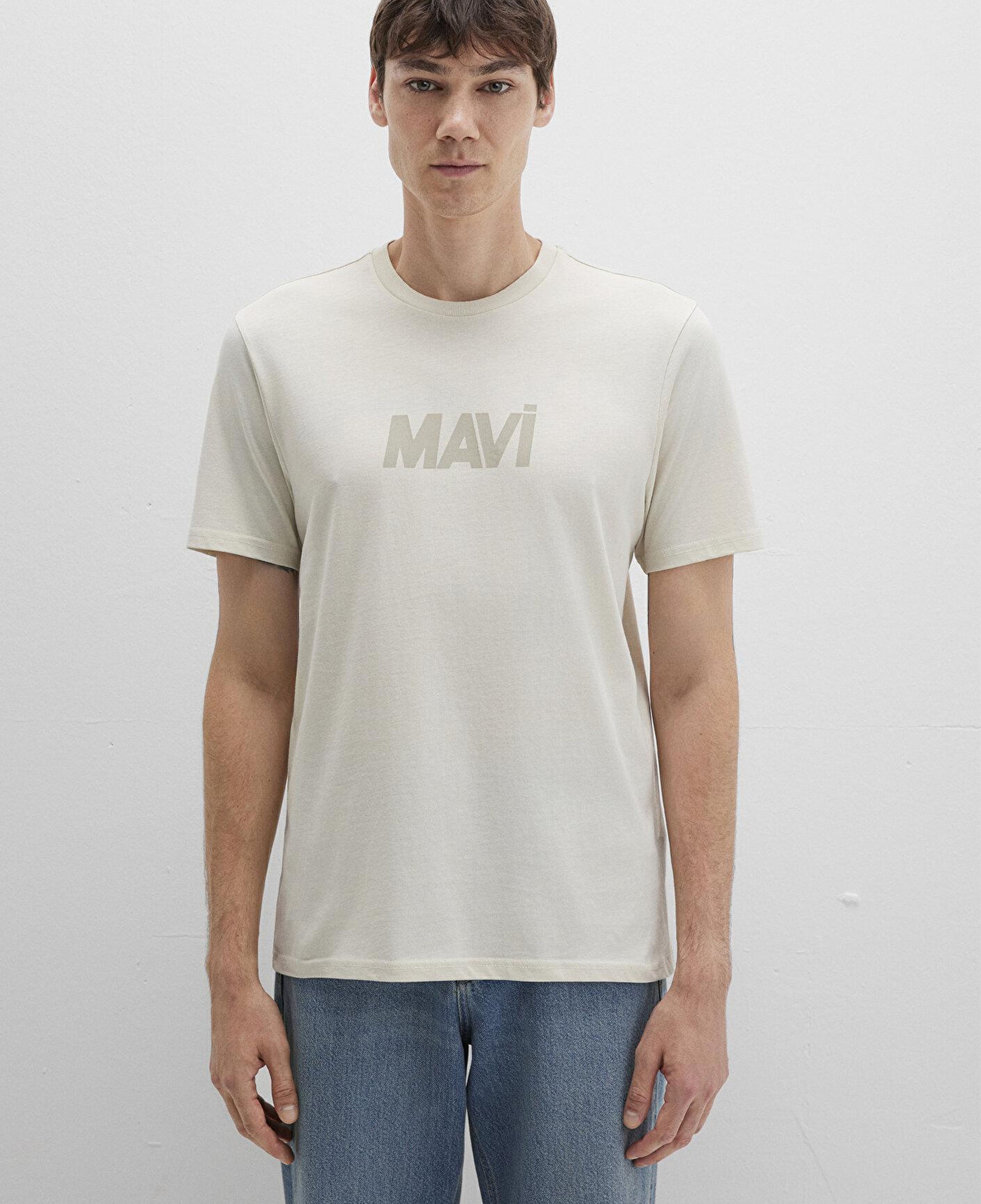 Mavi Mavi Logo Baskılı Bej Tişört Regular Fit / Normal Kesim 0612896-70134