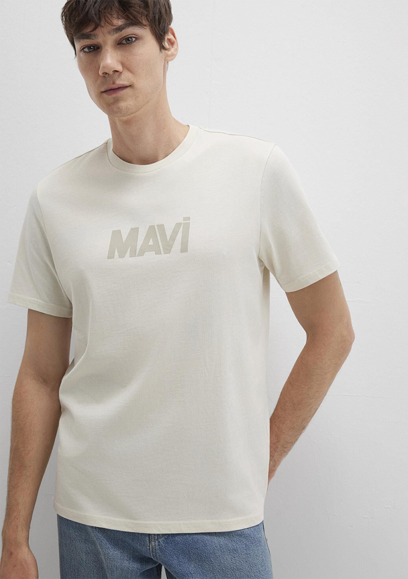 Mavi Mavi Logo Baskılı Bej Tişört Regular Fit / Normal Kesim 0612896-70134