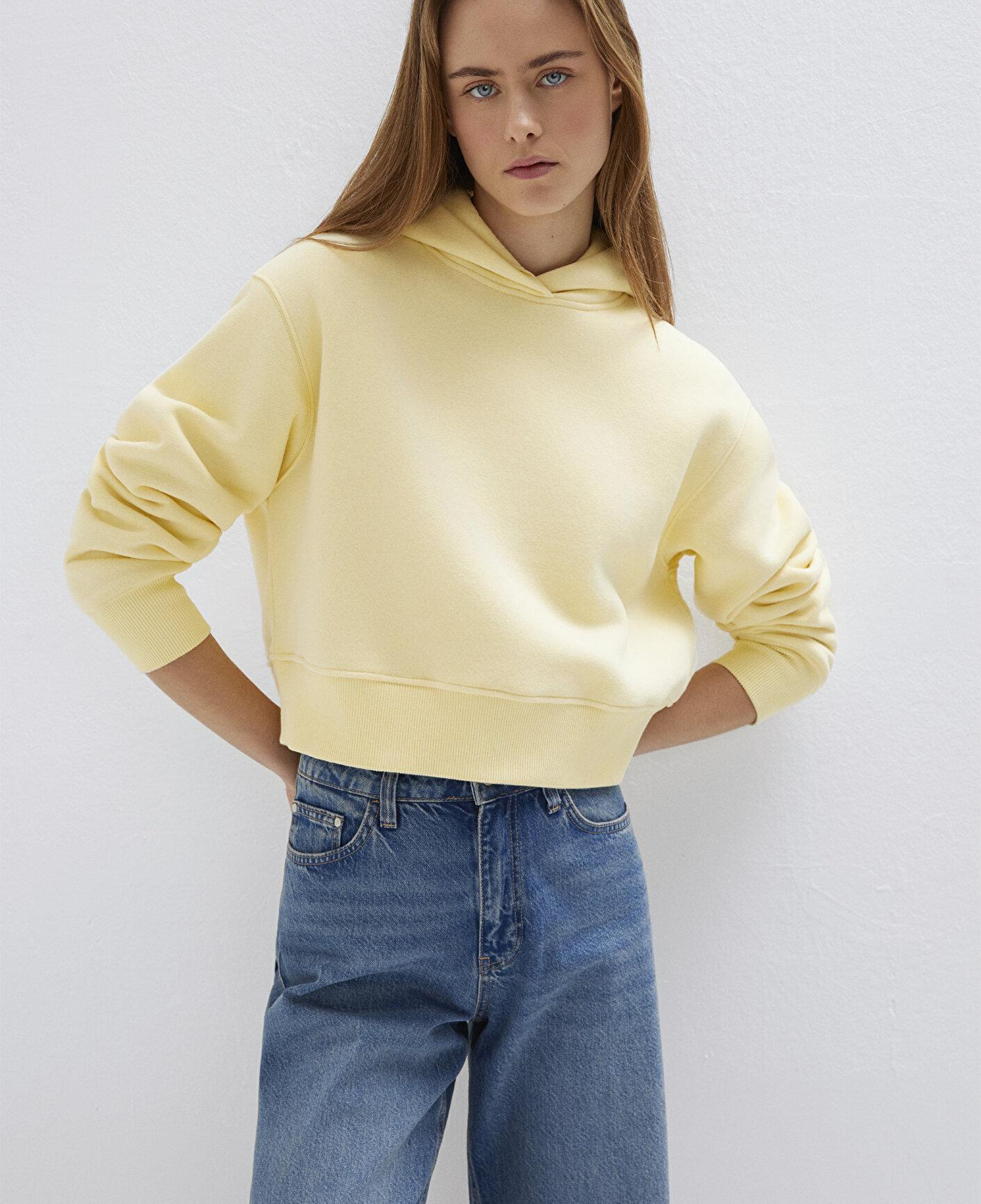 Mavi Kapüşonlu Sarı Sweatshirt 1S10386-71187