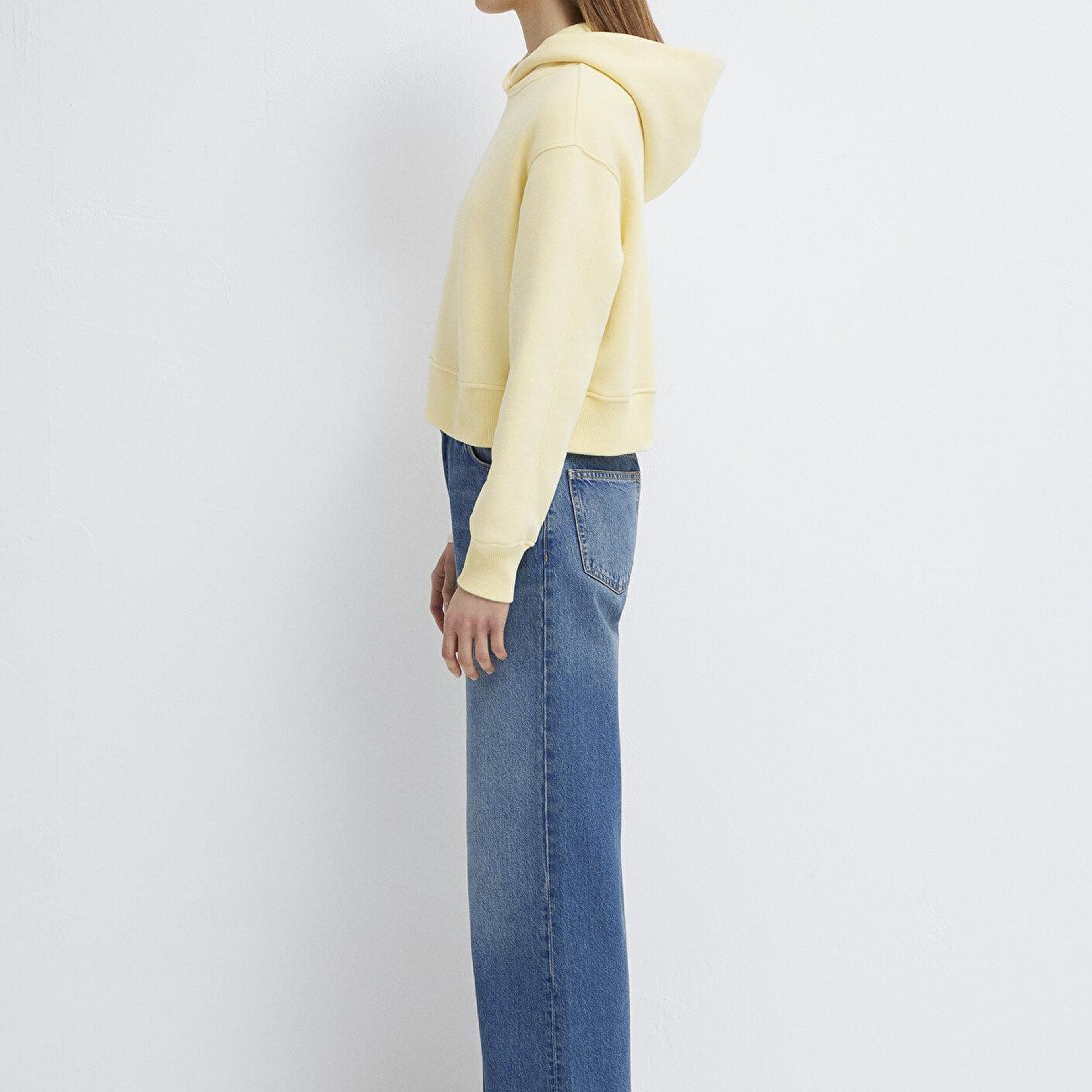 Mavi Kapüşonlu Sarı Sweatshirt 1S10386-71187