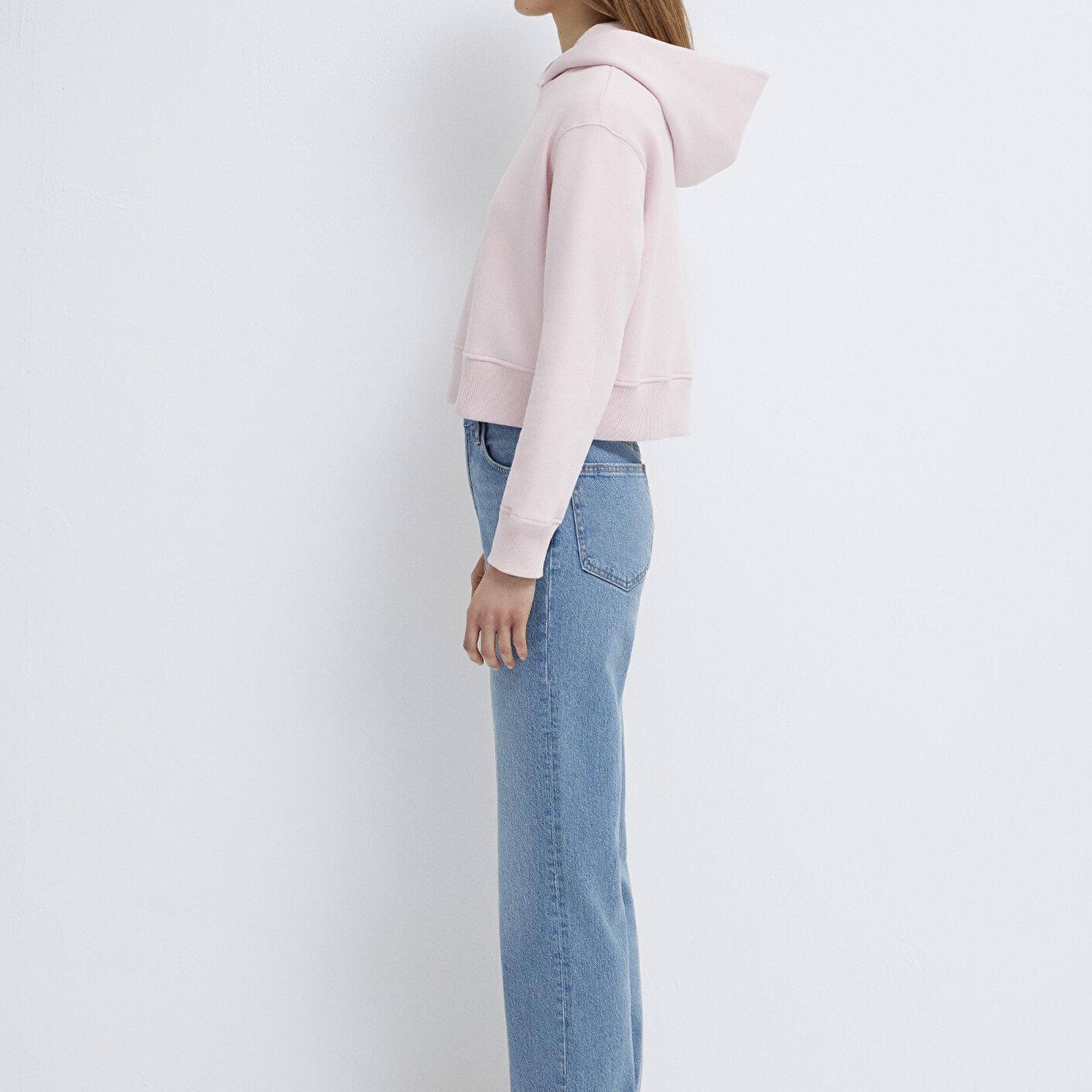 Mavi Kapüşonlu Pembe Sweatshirt 1S10386-71006