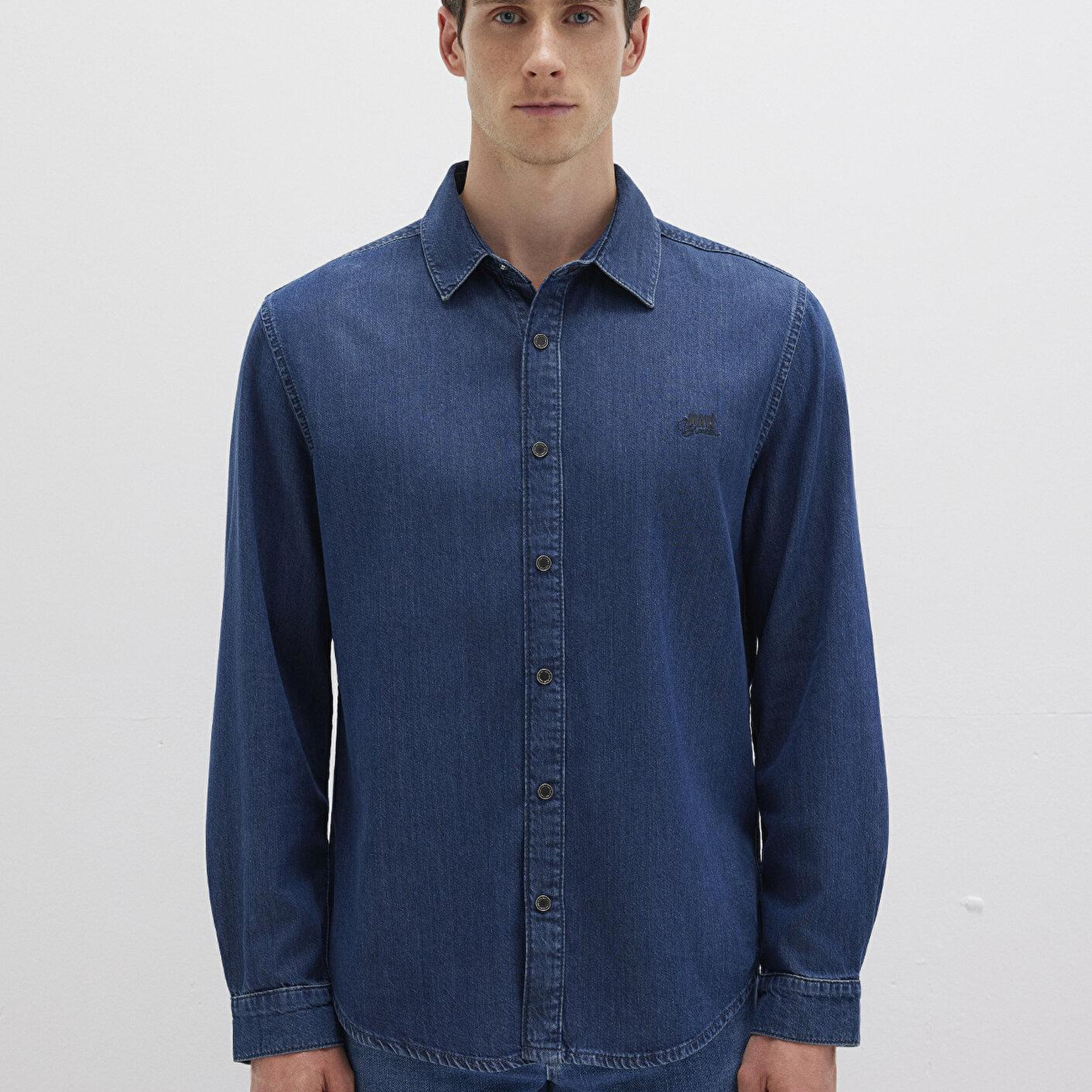Mavi Roy Lux Black Koyu Indigo Mavisi Jean Gömlek Slim Fit / Dar Kesim 0210496-90767