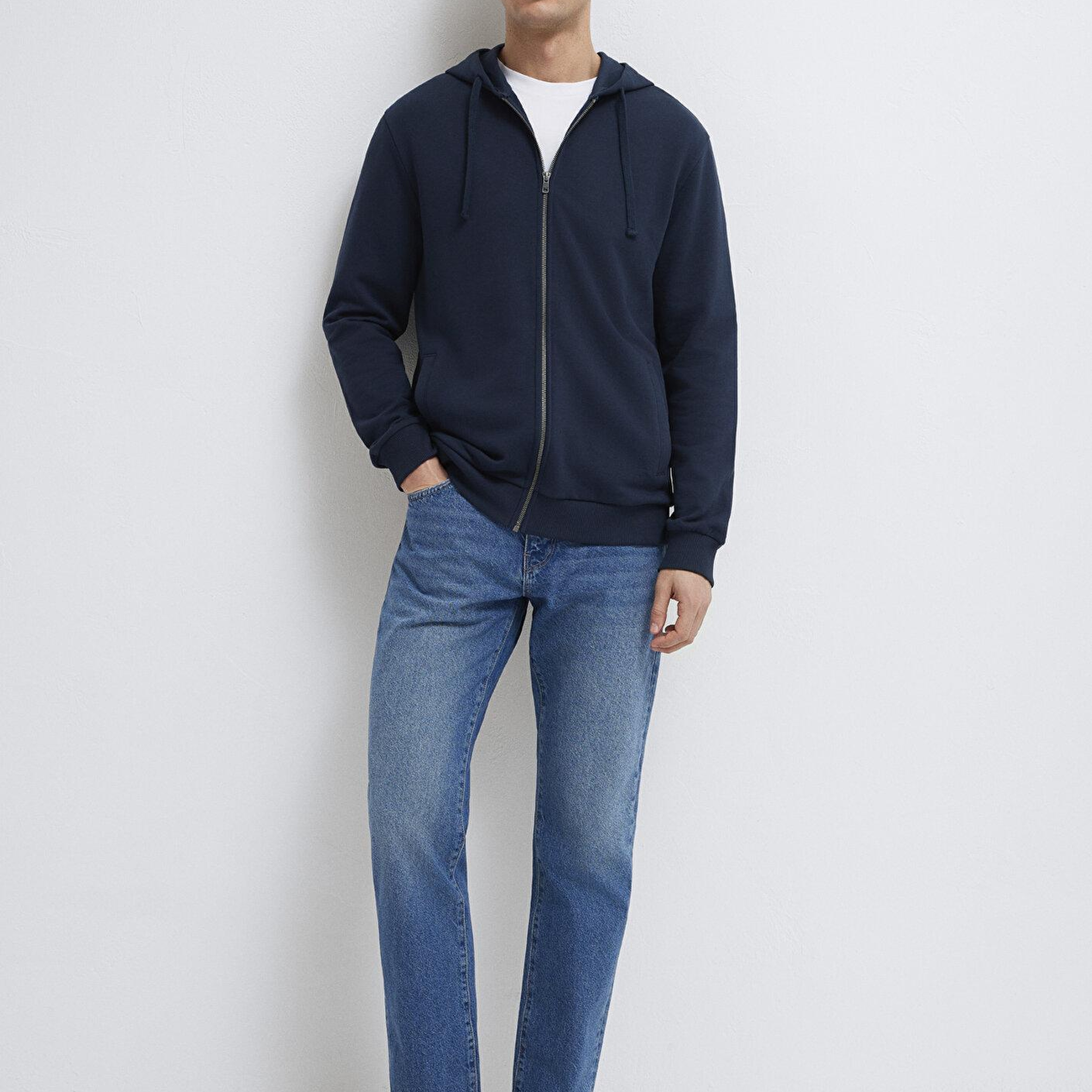 Mavi Kapüşonlu Fermuarlı Lacivert Sweatshirt 0S10423-70490