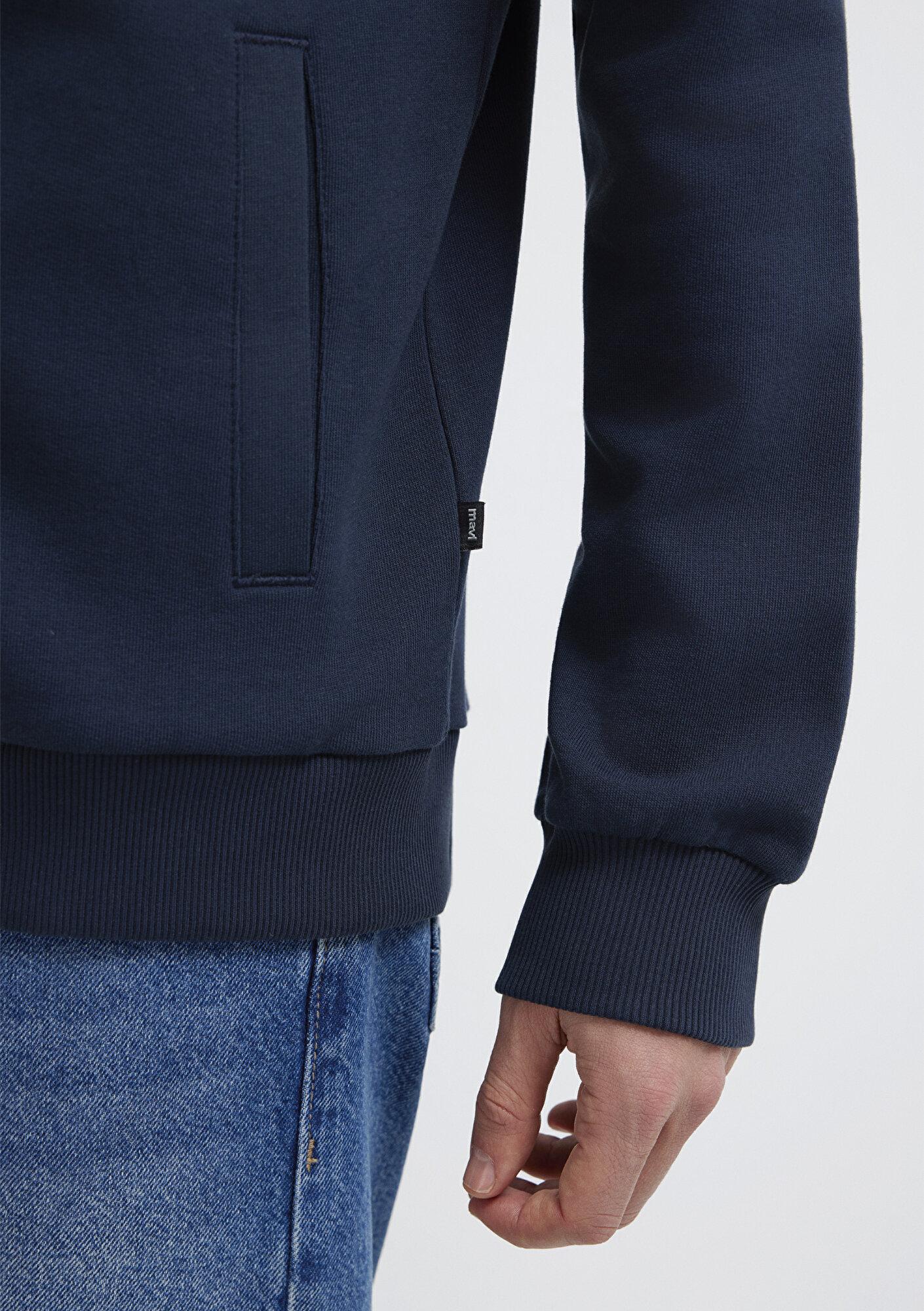 Mavi Kapüşonlu Fermuarlı Lacivert Sweatshirt 0S10423-70490