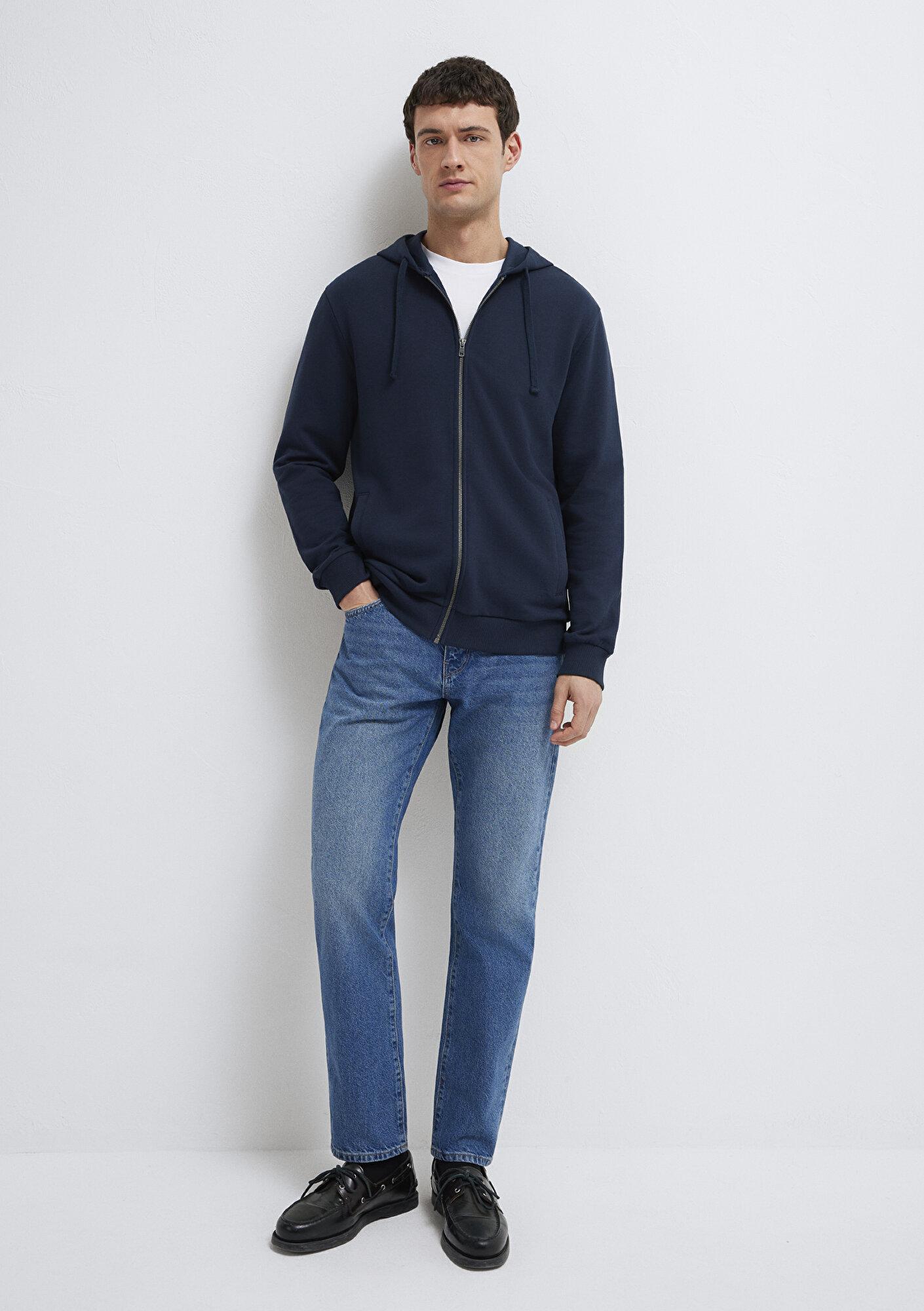 Mavi Kapüşonlu Fermuarlı Lacivert Sweatshirt 0S10423-70490