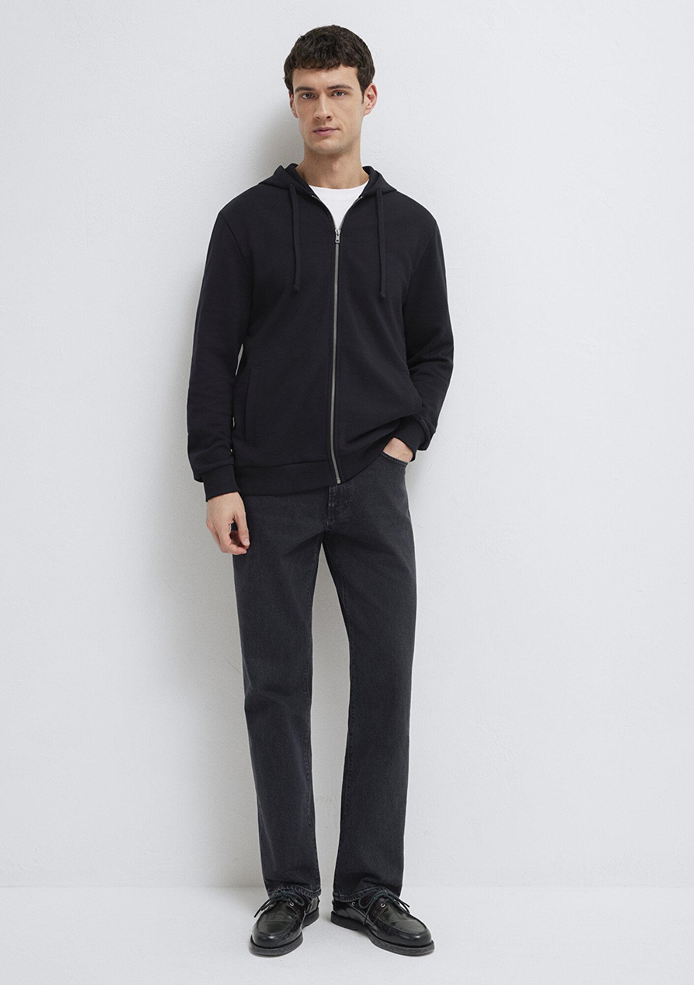 Mavi Kapüşonlu Fermuarlı Siyah Sweatshirt 0S10423-900