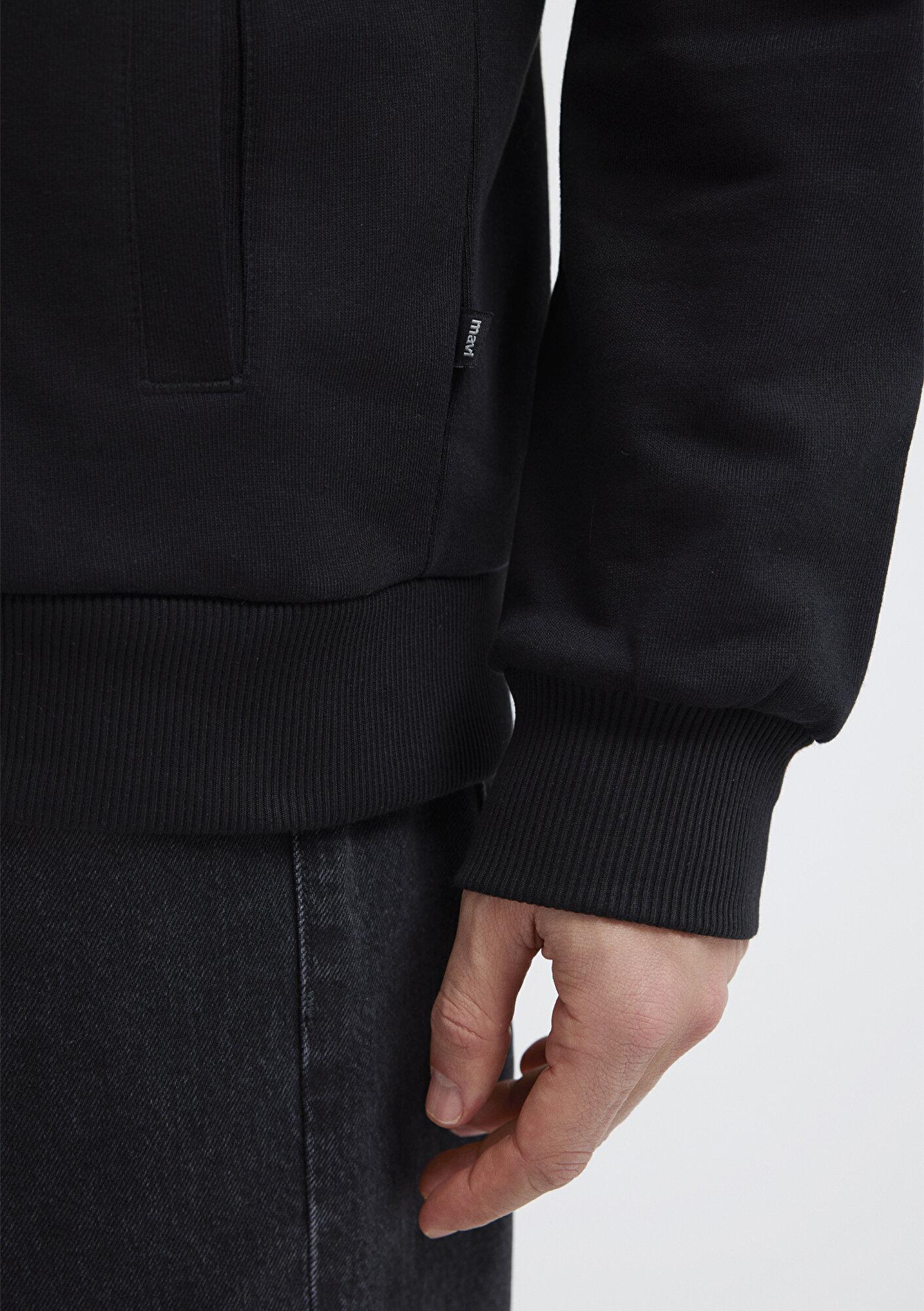 Mavi Kapüşonlu Fermuarlı Siyah Sweatshirt 0S10423-900