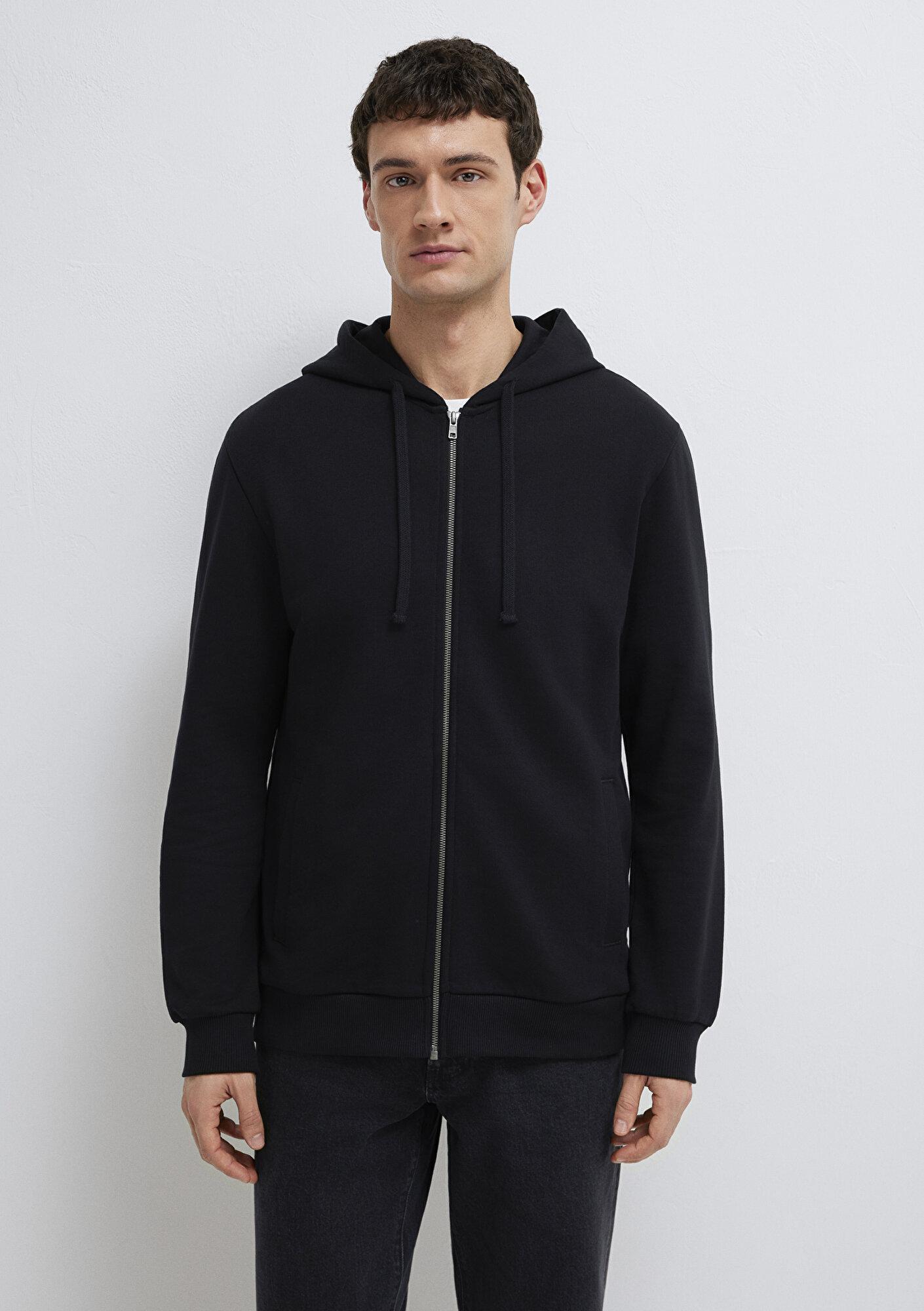 Mavi Kapüşonlu Fermuarlı Siyah Sweatshirt 0S10423-900