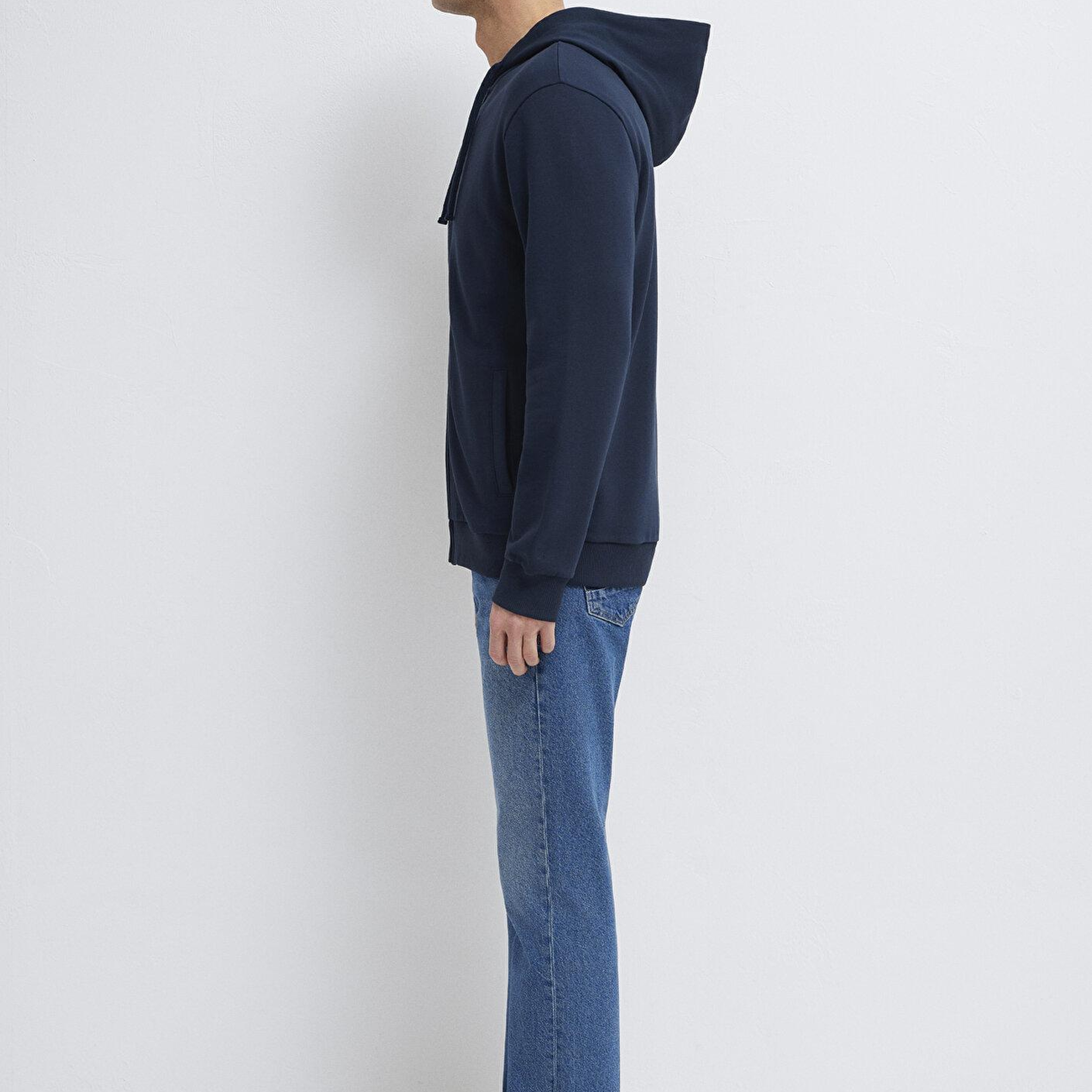 Mavi Kapüşonlu Fermuarlı Lacivert Sweatshirt 0S10423-70490