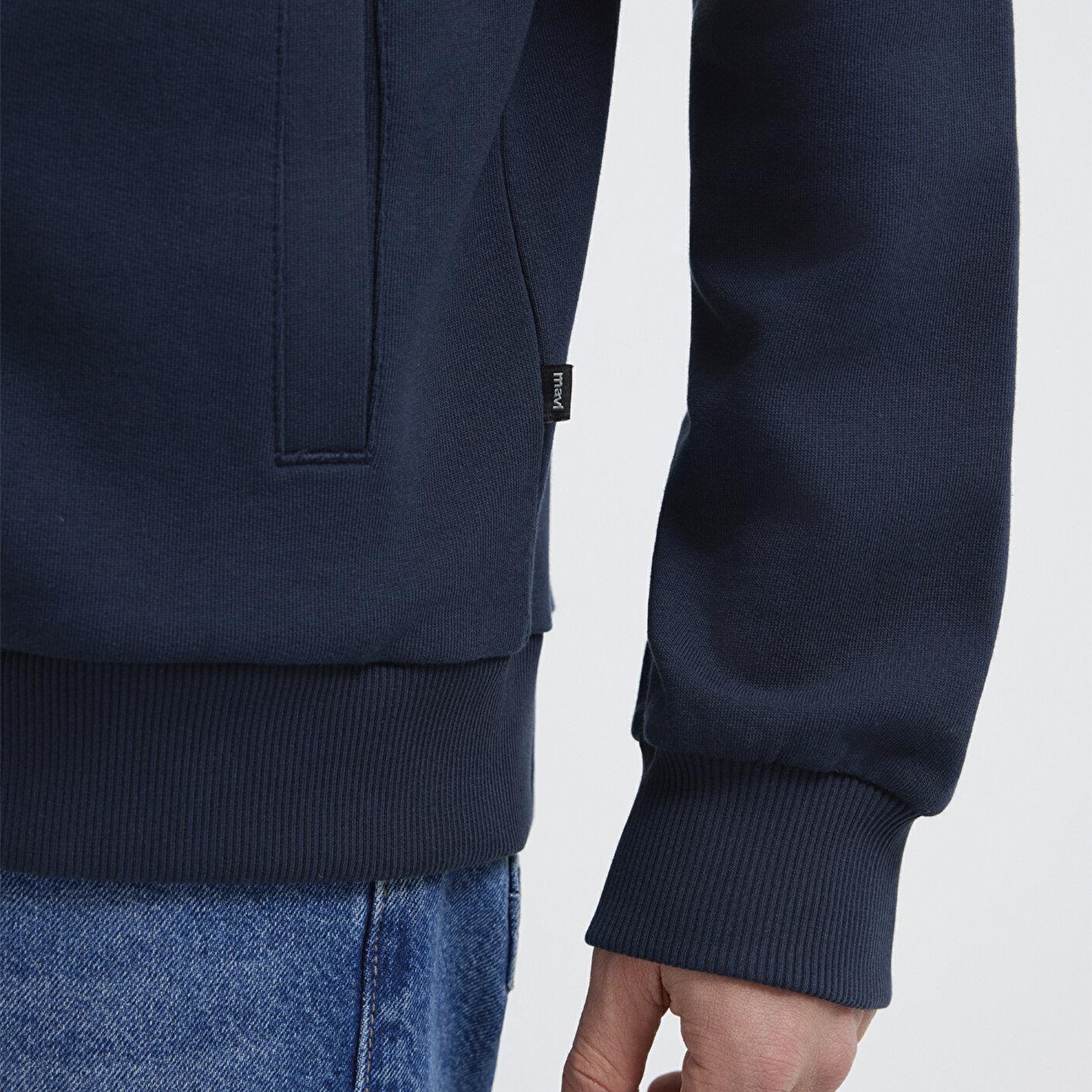 Mavi Kapüşonlu Fermuarlı Lacivert Sweatshirt 0S10423-70490
