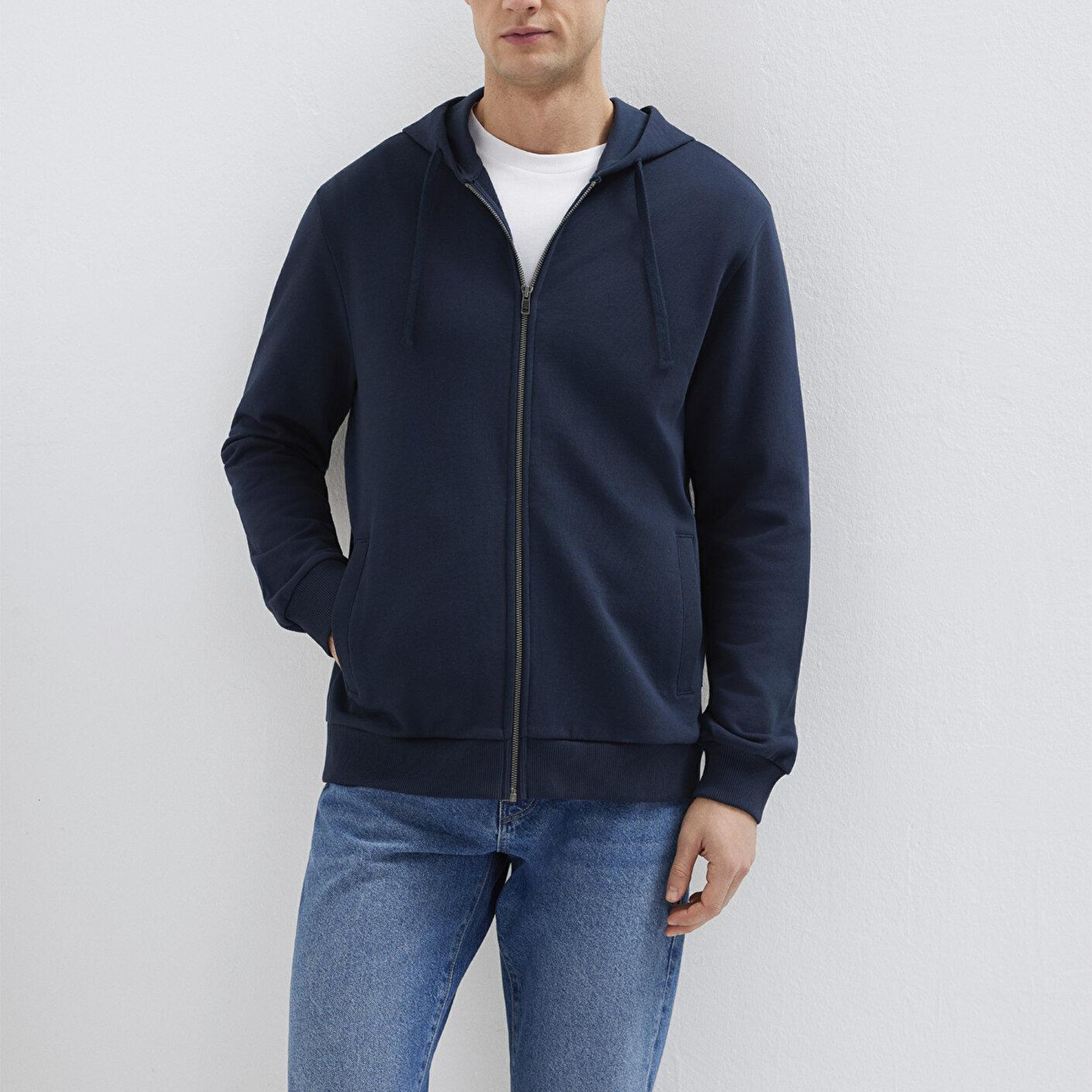 Mavi Kapüşonlu Fermuarlı Lacivert Sweatshirt 0S10423-70490