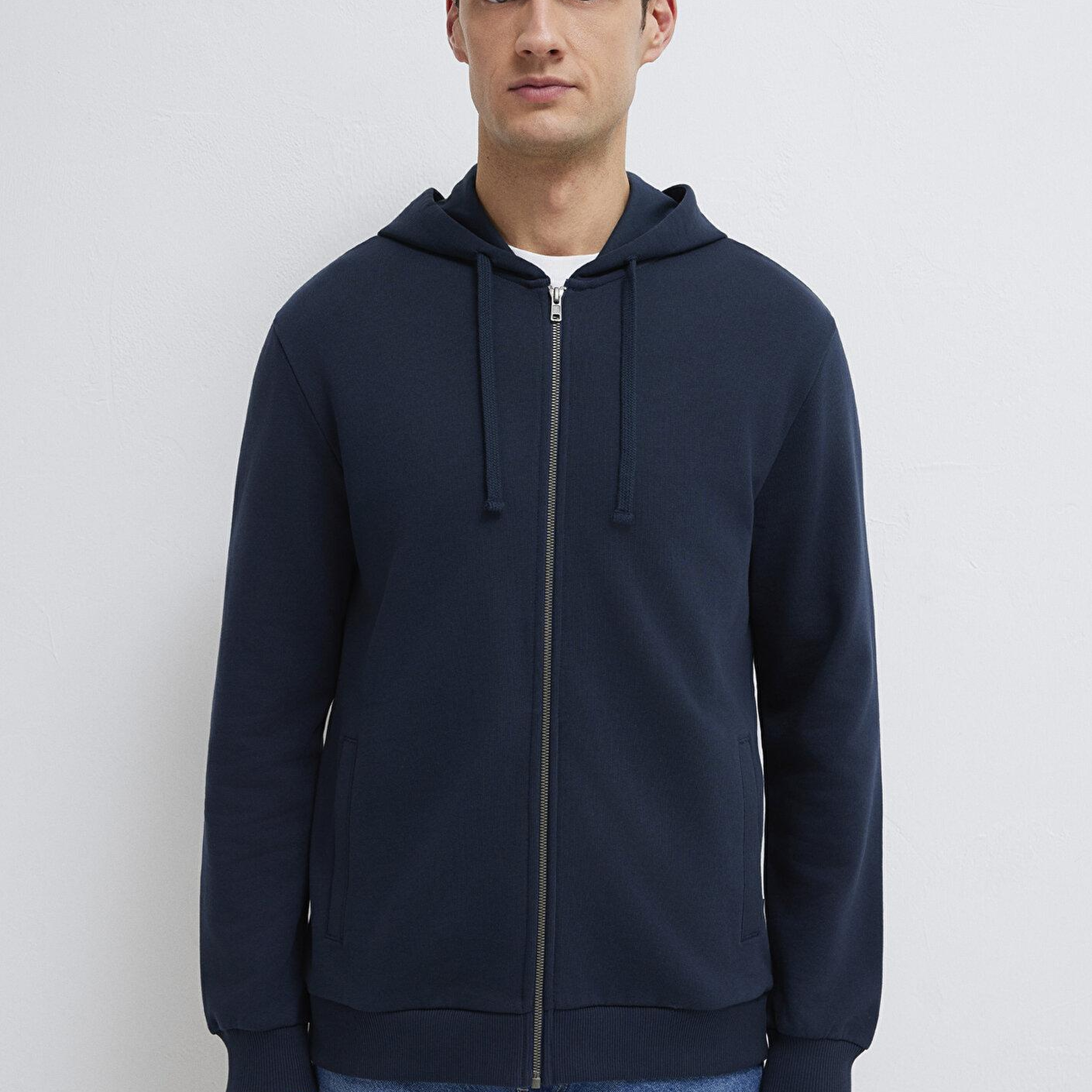 Mavi Kapüşonlu Fermuarlı Lacivert Sweatshirt 0S10423-70490