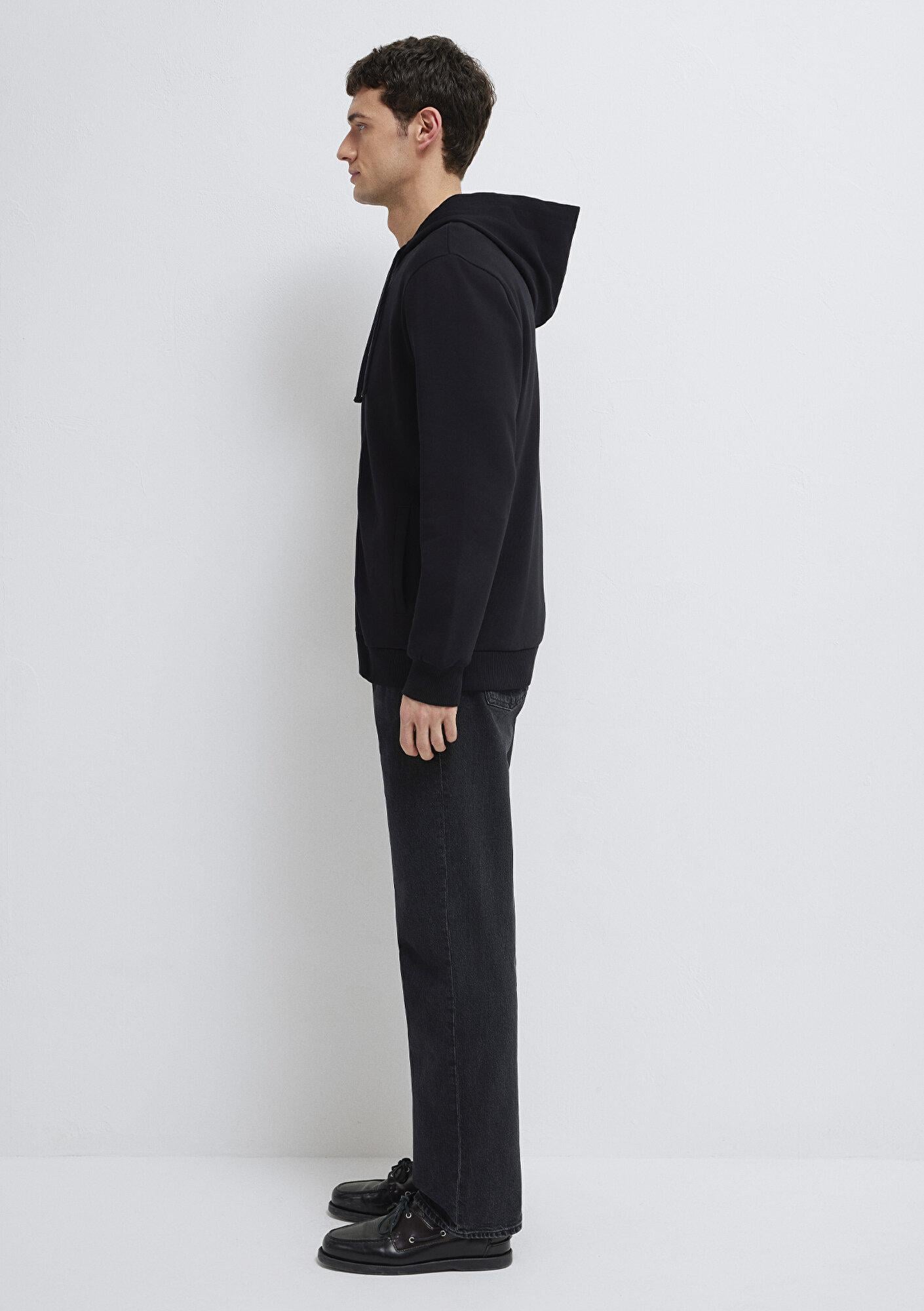 Mavi Kapüşonlu Fermuarlı Siyah Sweatshirt 0S10423-900