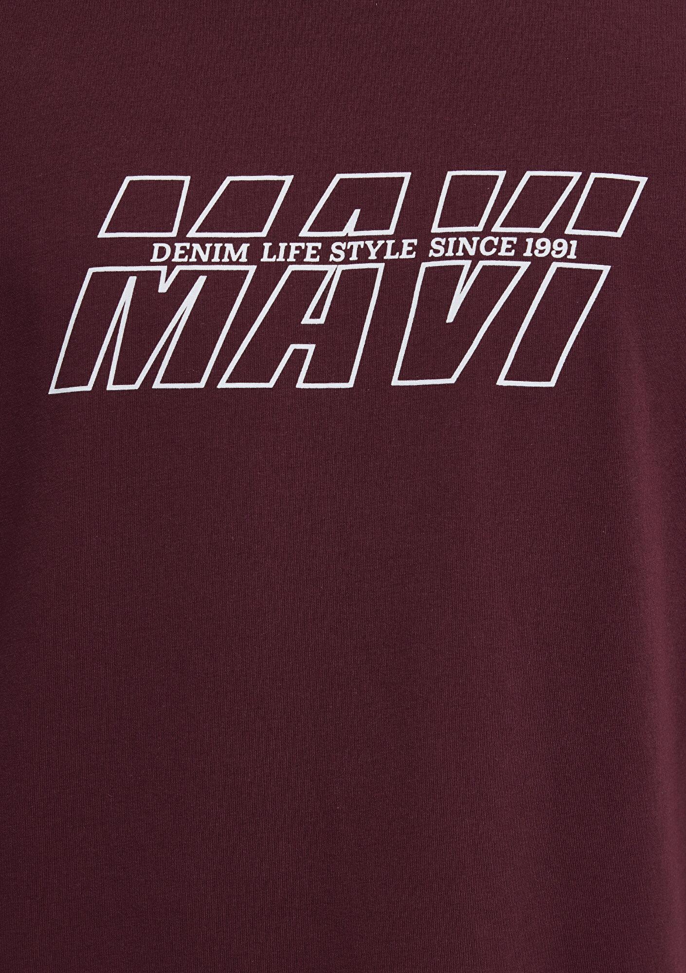 Mavi Mavi Baskılı Bordo Tişört Oversize / Geniş Kesim 0611827-70396
