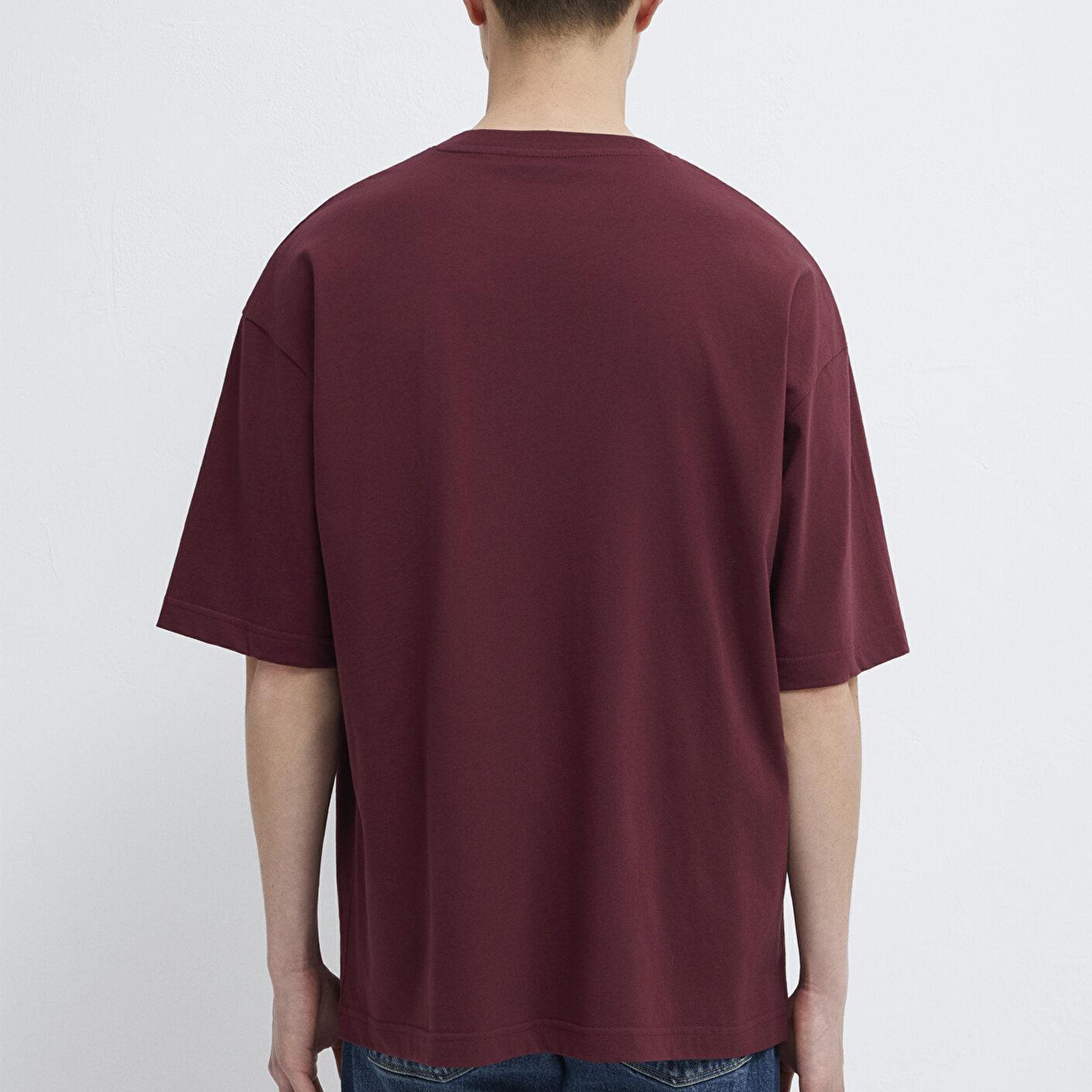 Mavi Mavi Baskılı Bordo Tişört Oversize / Geniş Kesim 0611827-70396