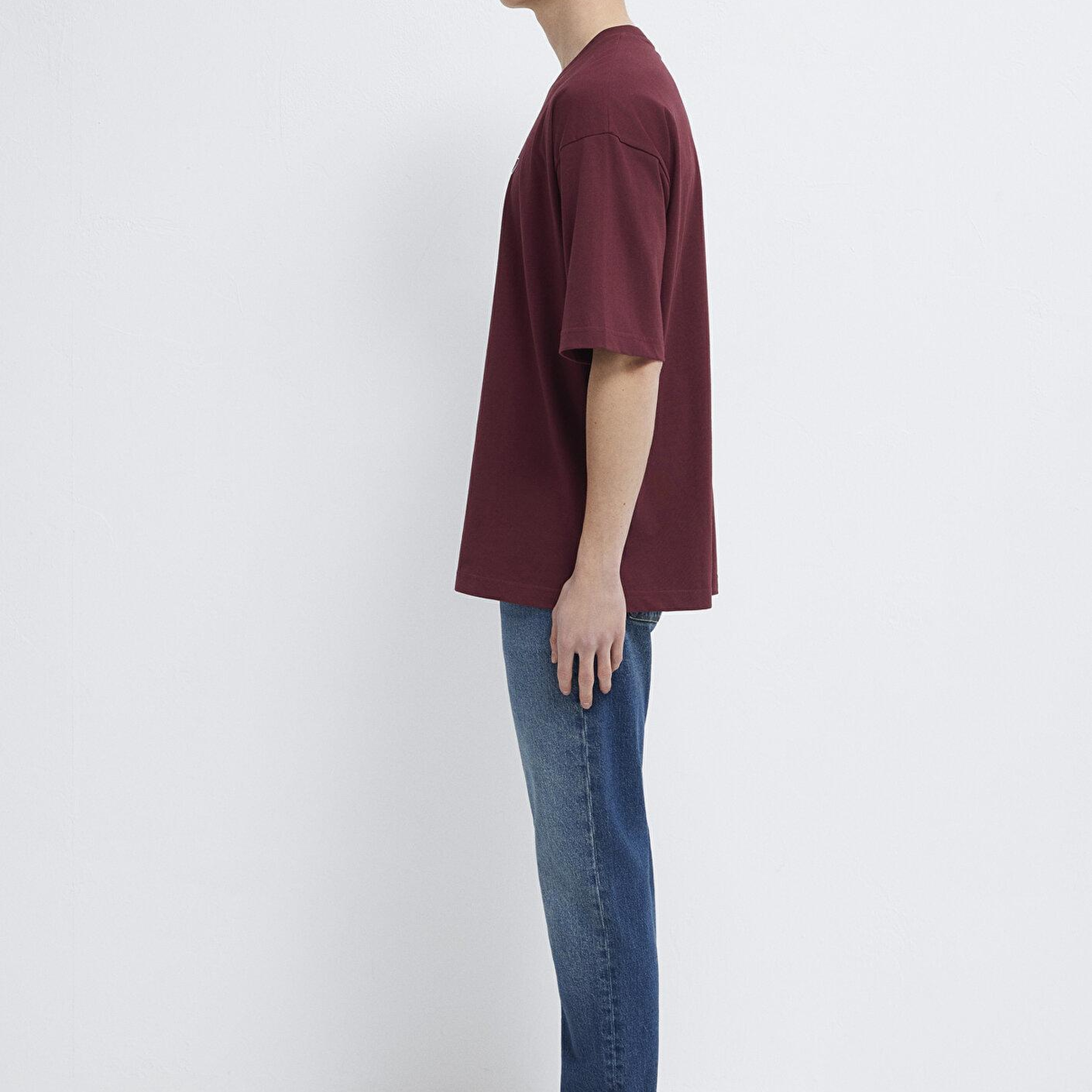Mavi Mavi Baskılı Bordo Tişört Oversize / Geniş Kesim 0611827-70396