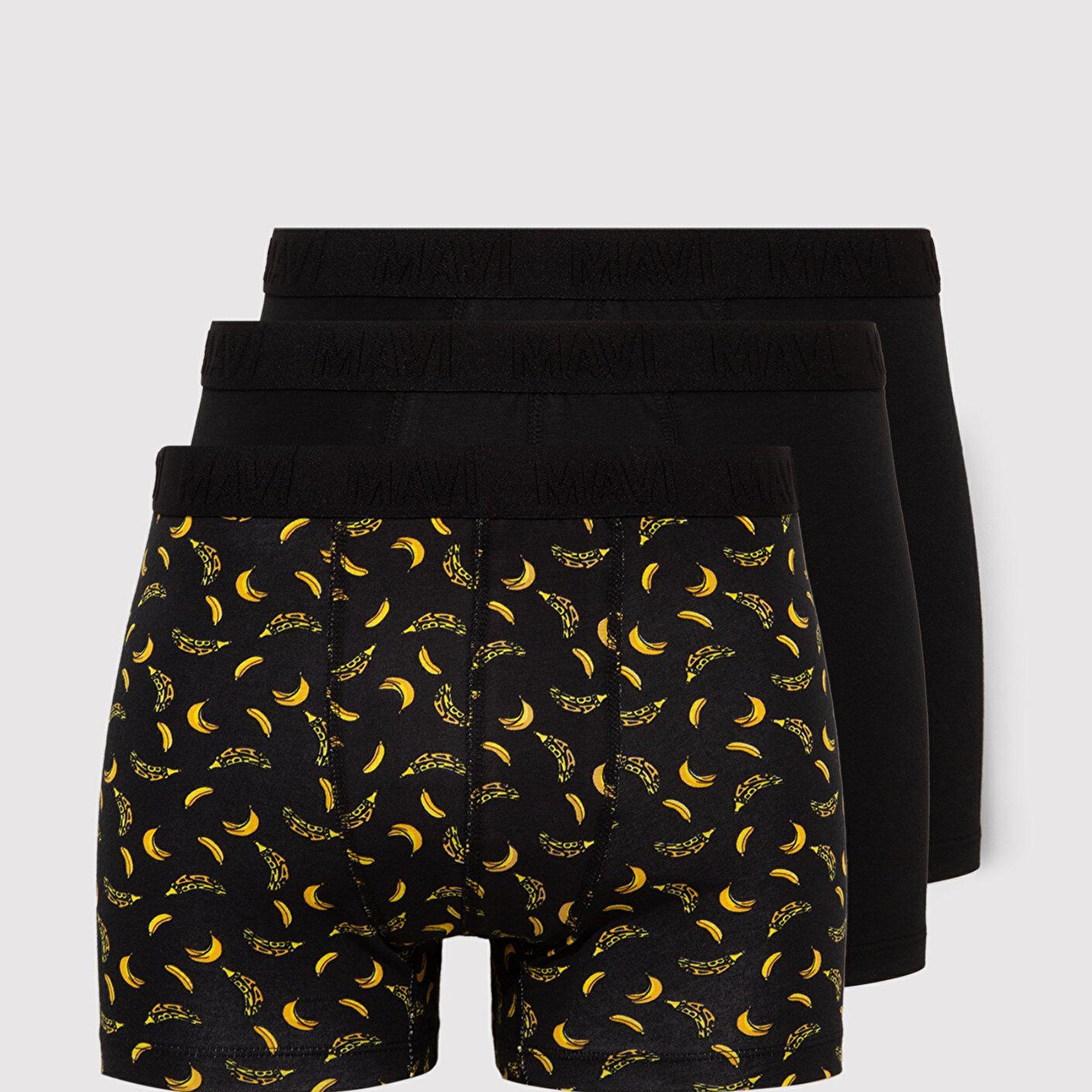 Mavi 3lü Baskılı Siyah Boxer 0911910-900