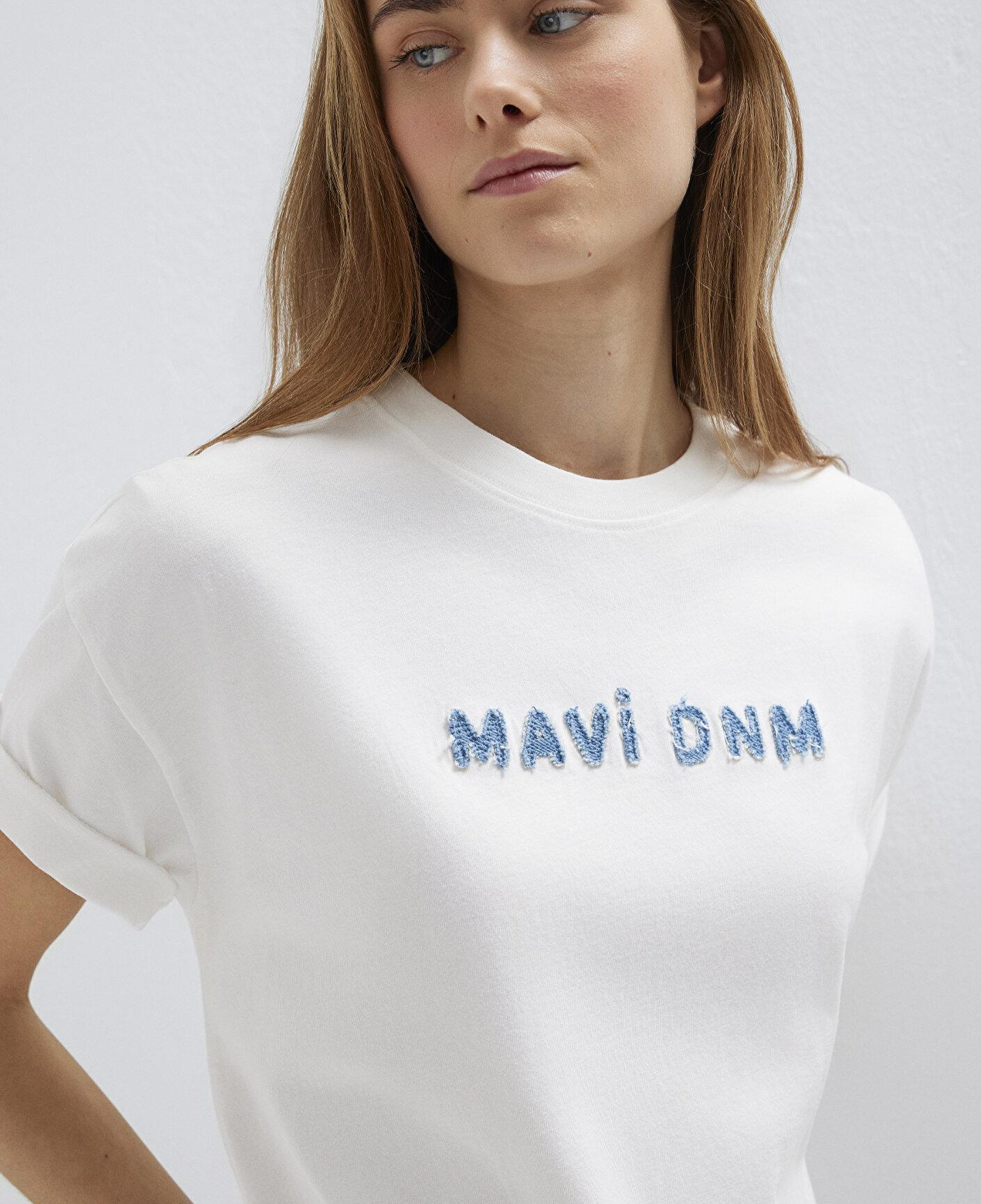 Mavi Mavi Baskılı Ekru Tişört Loose Fit / Bol Rahat Kesim 1613146-70057