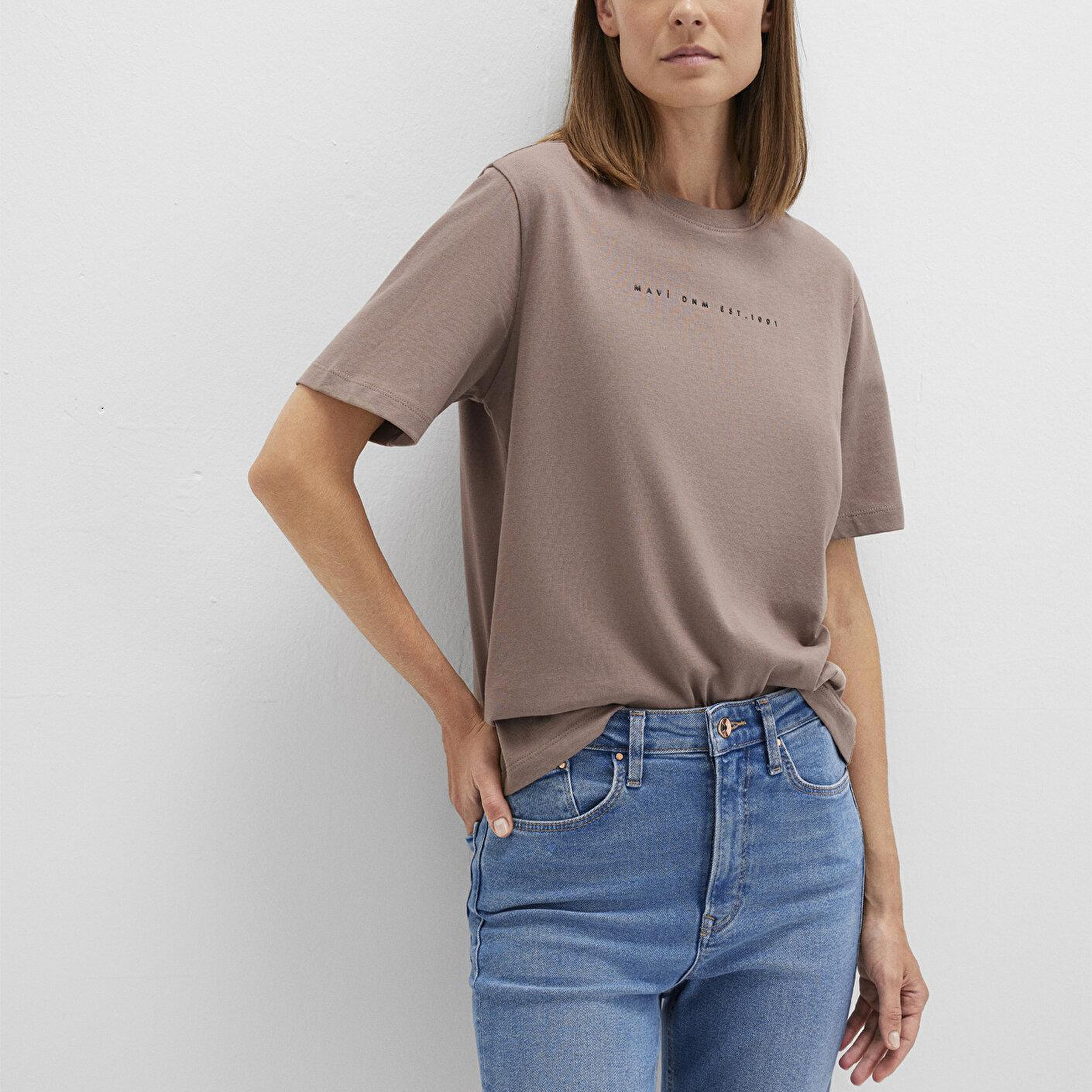 Mavi Mavi Baskılı Kahverengi Tişört Regular Fit / Normal Kesim 1613147-70383